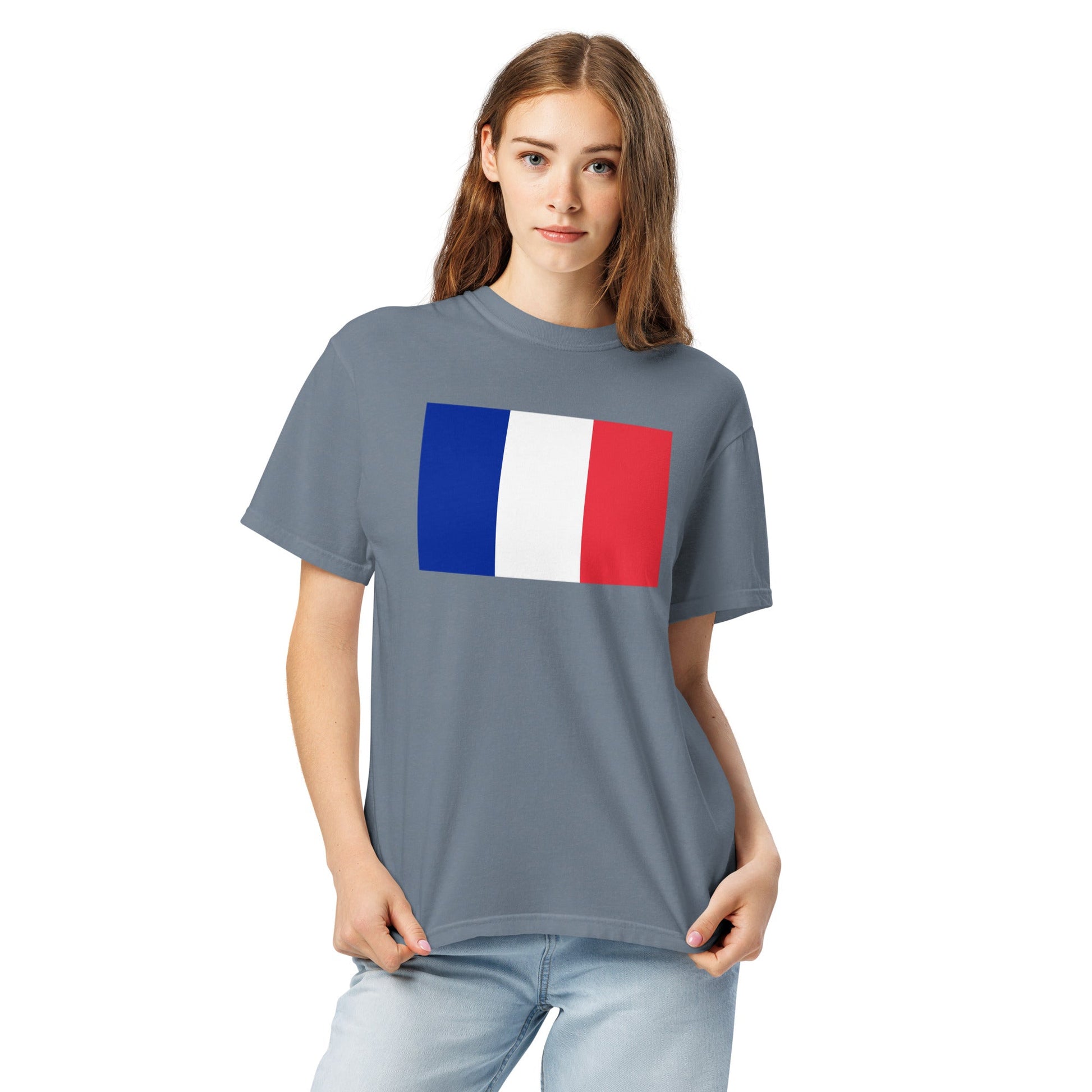 Bold France 1 flag design tee in black, extra large
