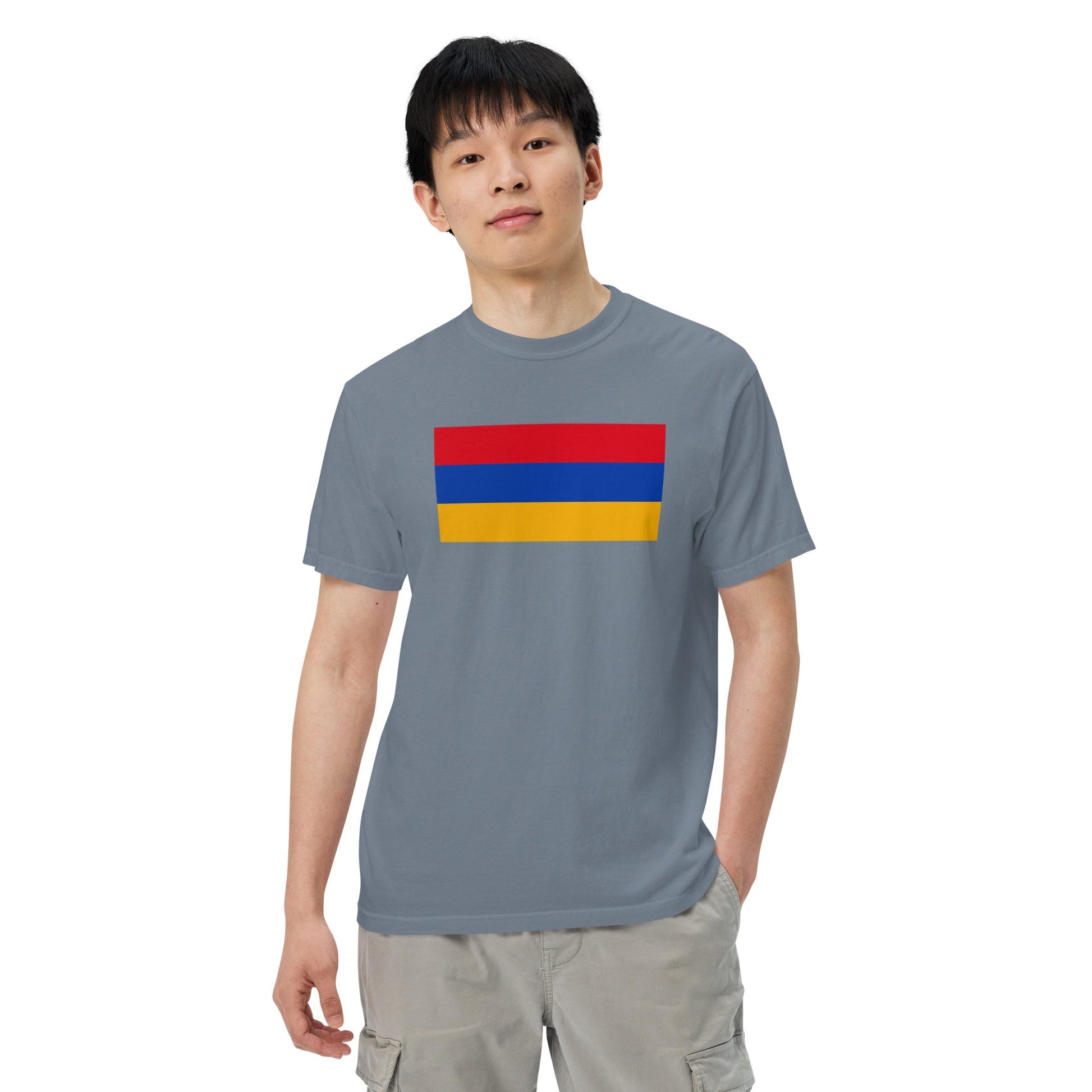 true navy shirt with Armenia flag design, 3X large