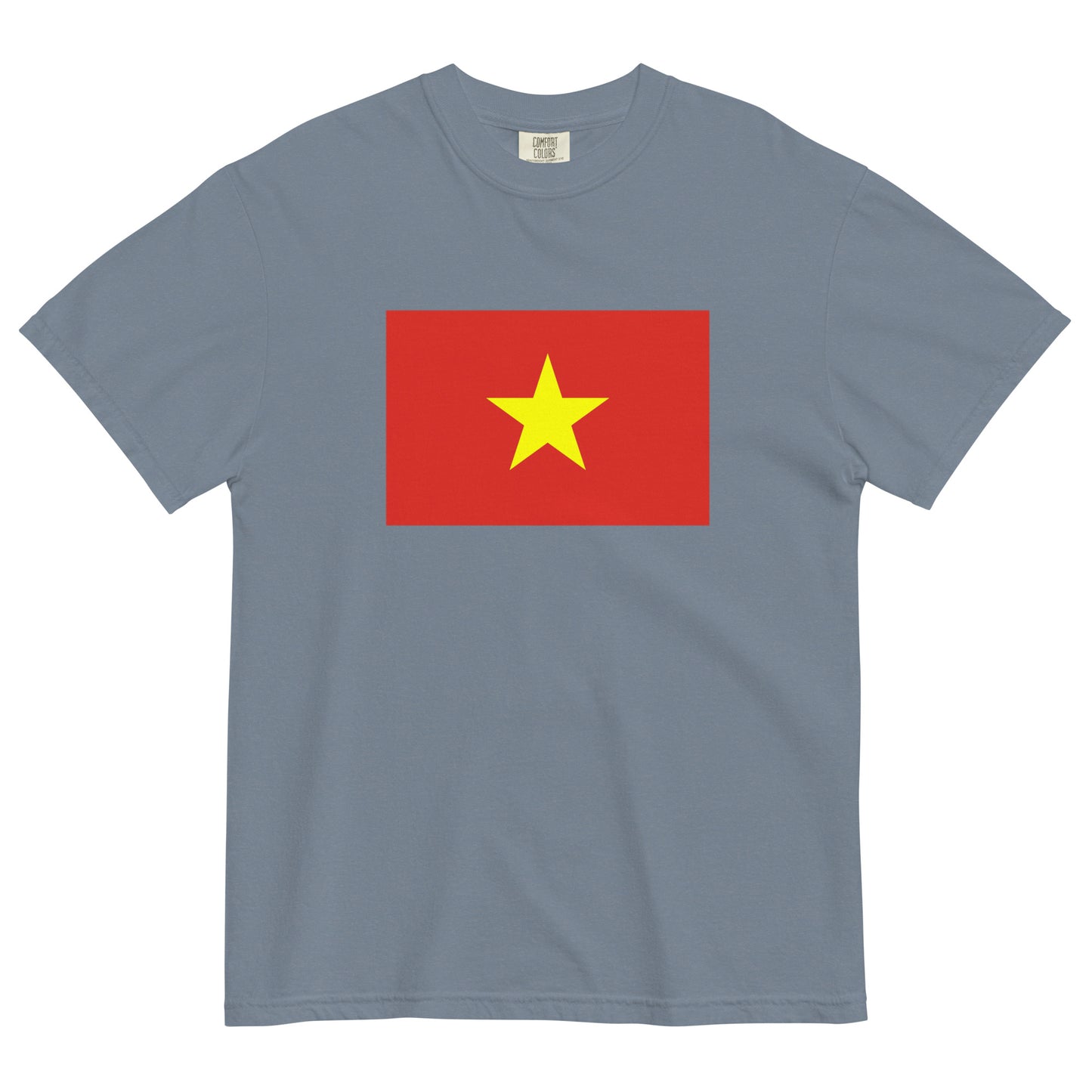 Flat lay of true navy Vietnam flag tee, small size