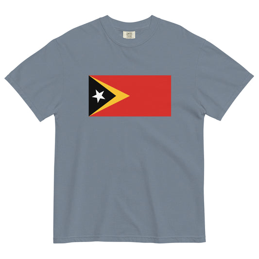 Flat lay of black Timor flag tee, small size