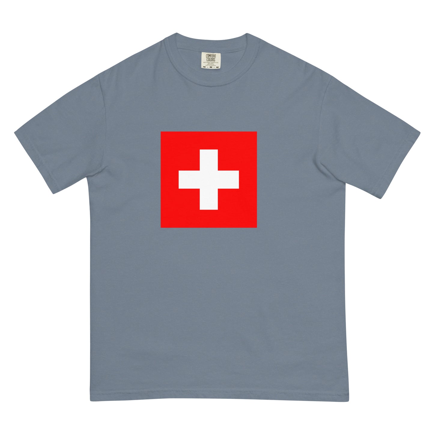 Flag tee representing Switzerland in true navy, large