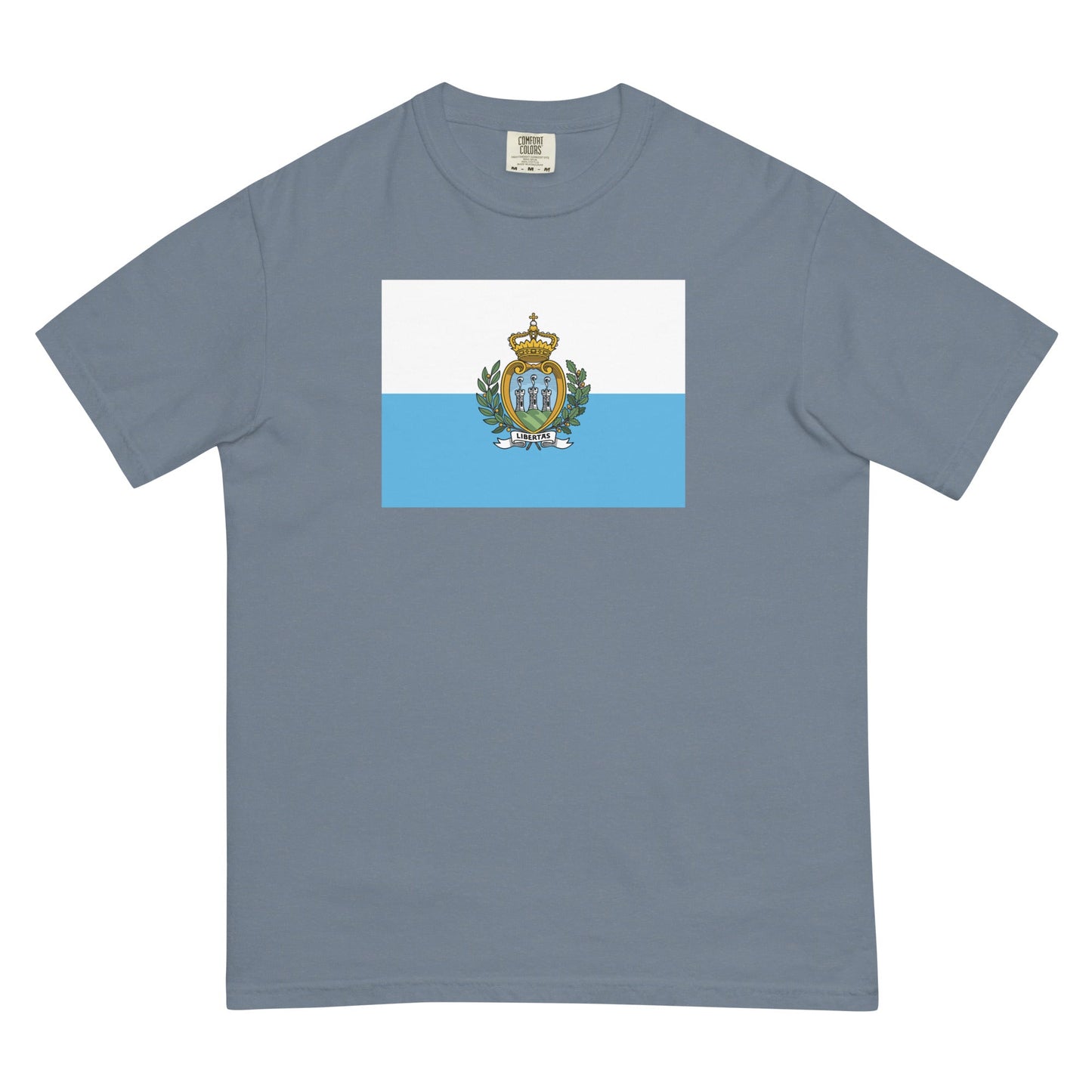 Bold San Marino flag design tee in red, large