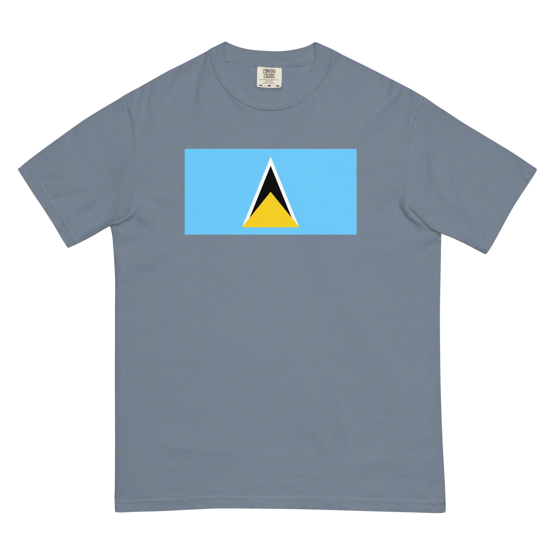 Bold Saint Lucia flag design tee in red, large