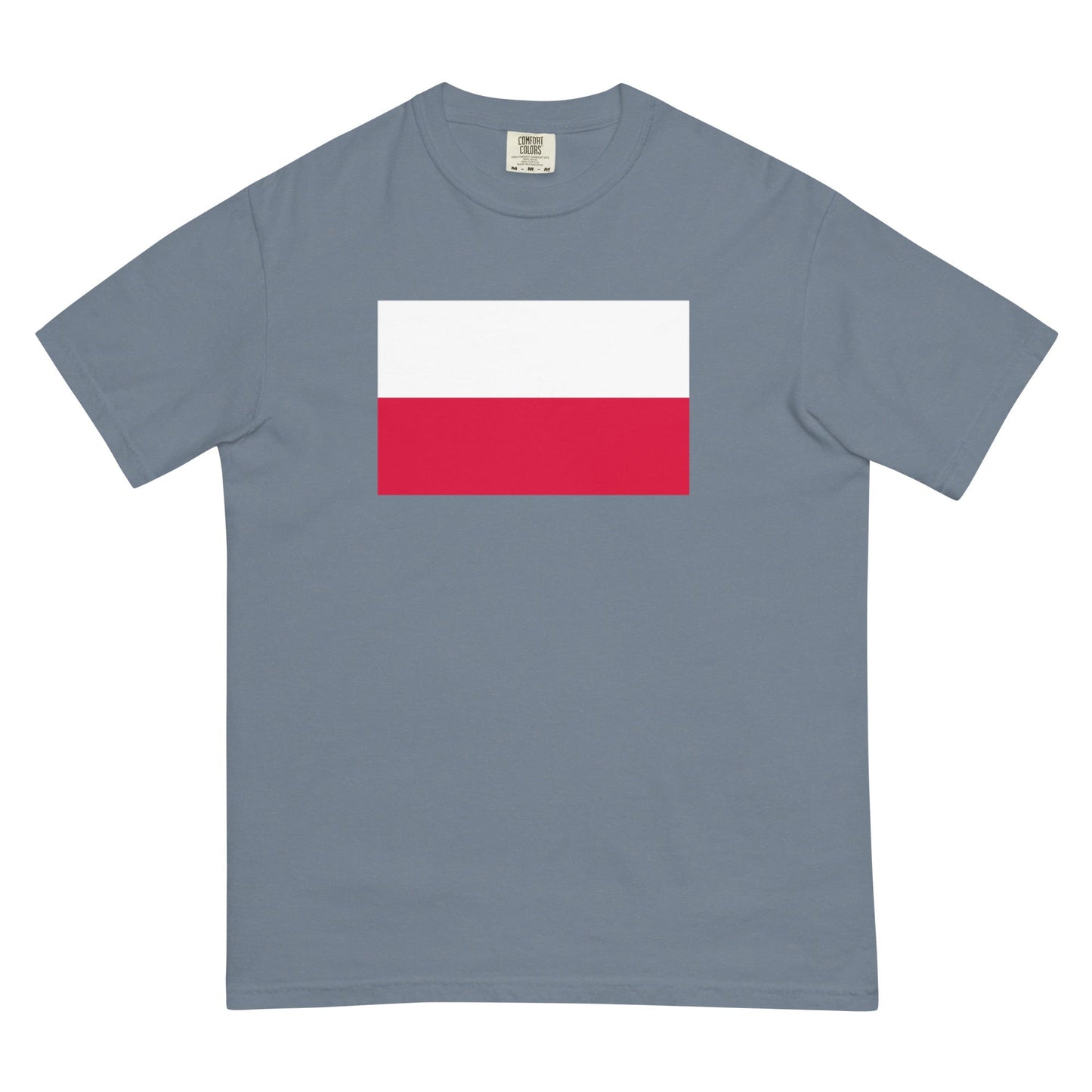 Flat lay of true navy Poland flag tee, 2X large size