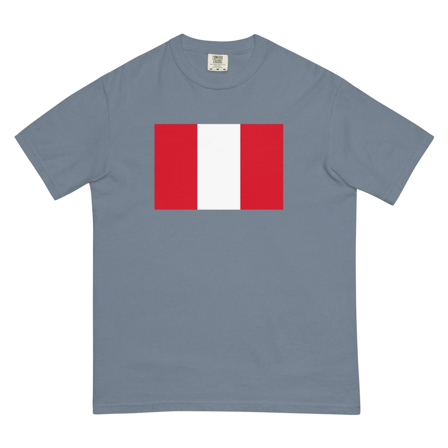 Stylish Peru flag t-shirt laid flat, 3X large, true navy