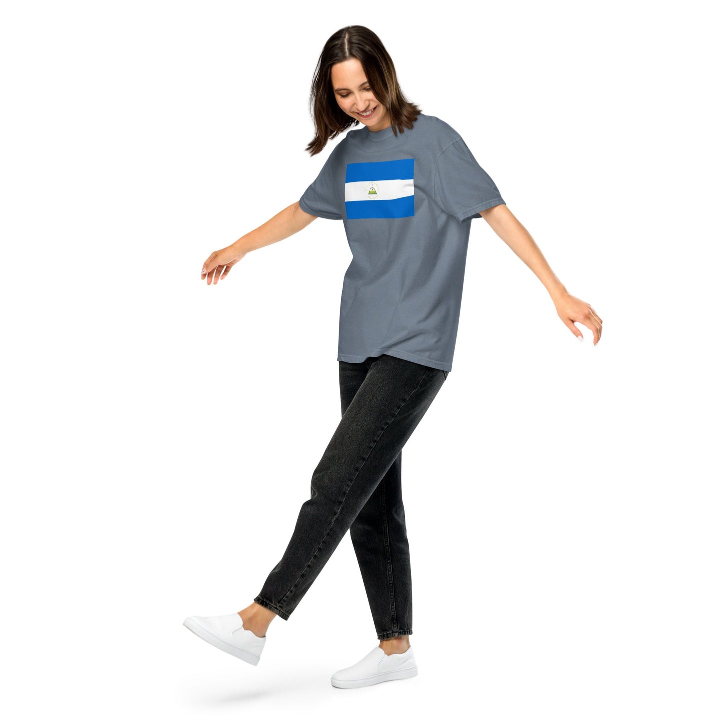 Nicaragua flag shirt in black, size extra large