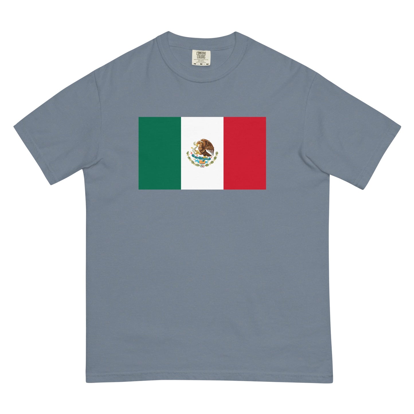Flat lay of true navy Mexico 1 flag tee, 3X large size