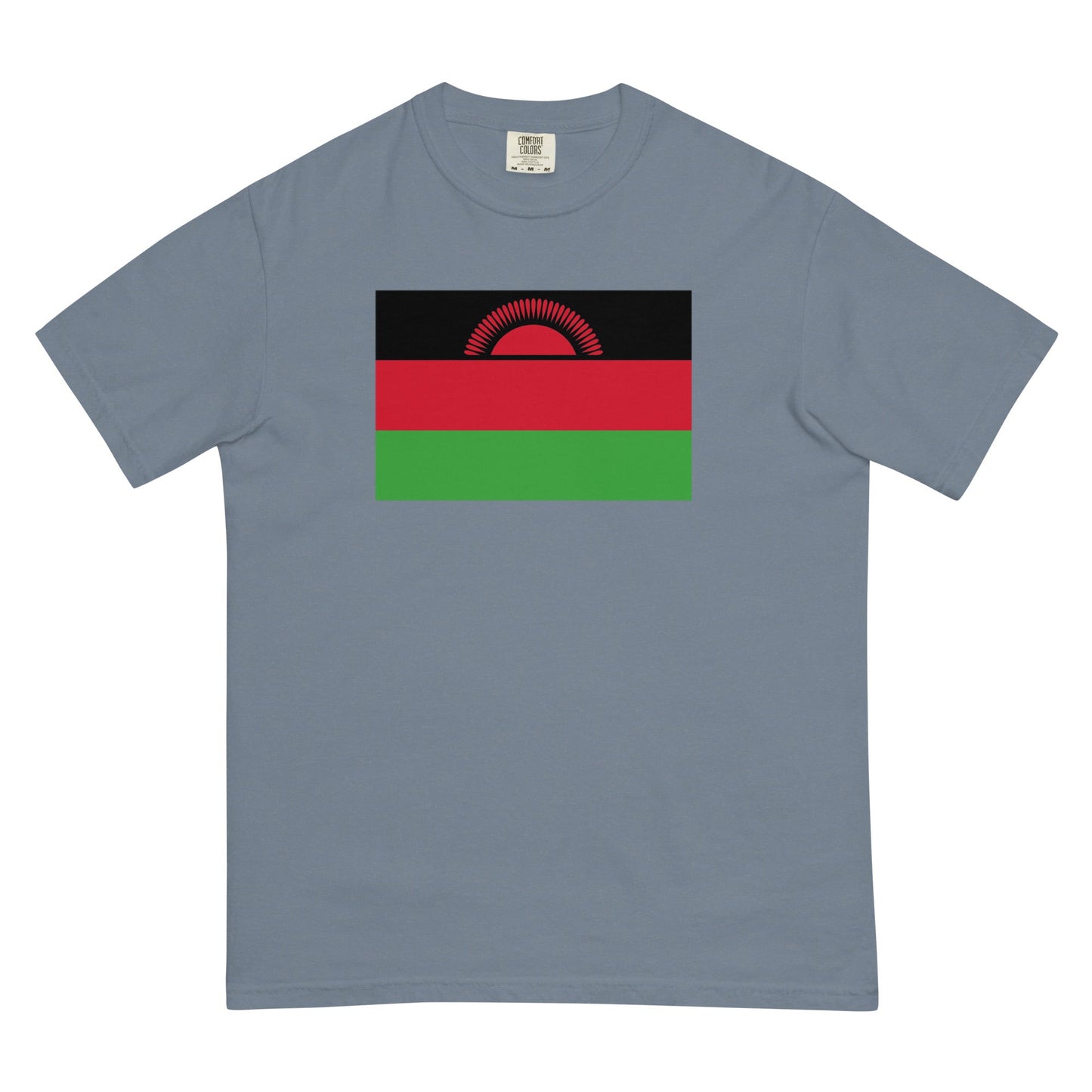 Flat lay of grape Malawi flag tee, small size
