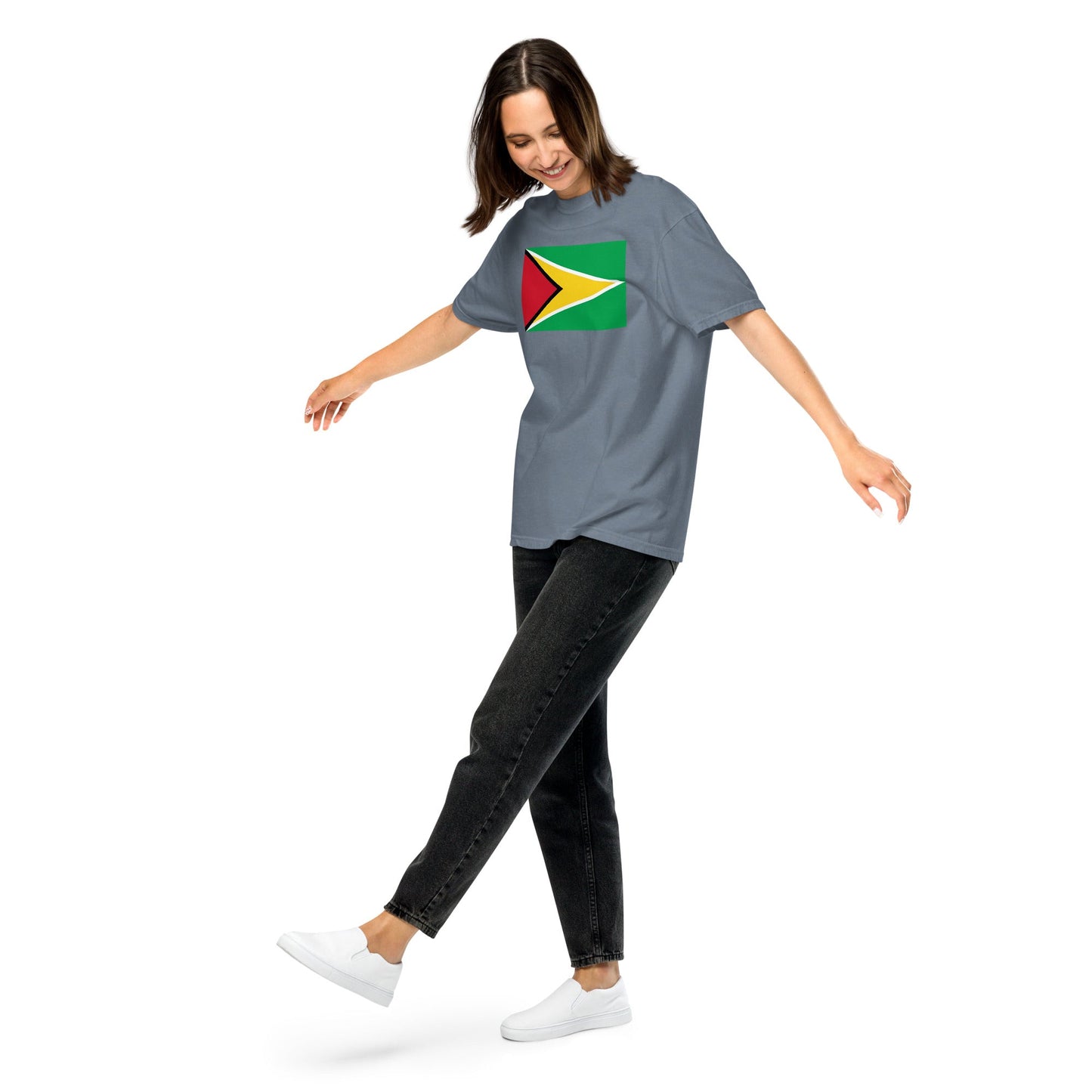 Flag tee representing Guyana in true navy, medium