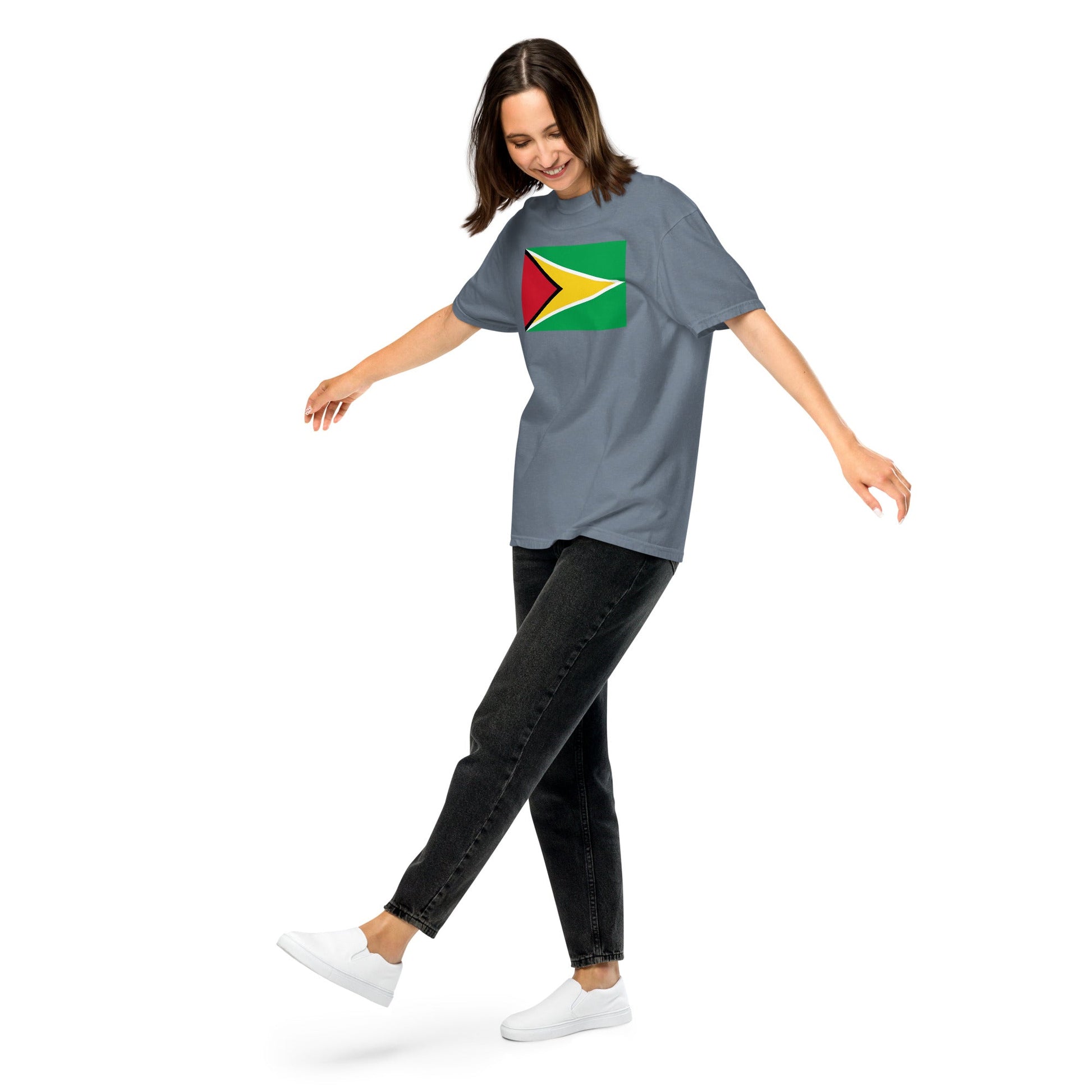 Flag tee representing Guyana in true navy, medium