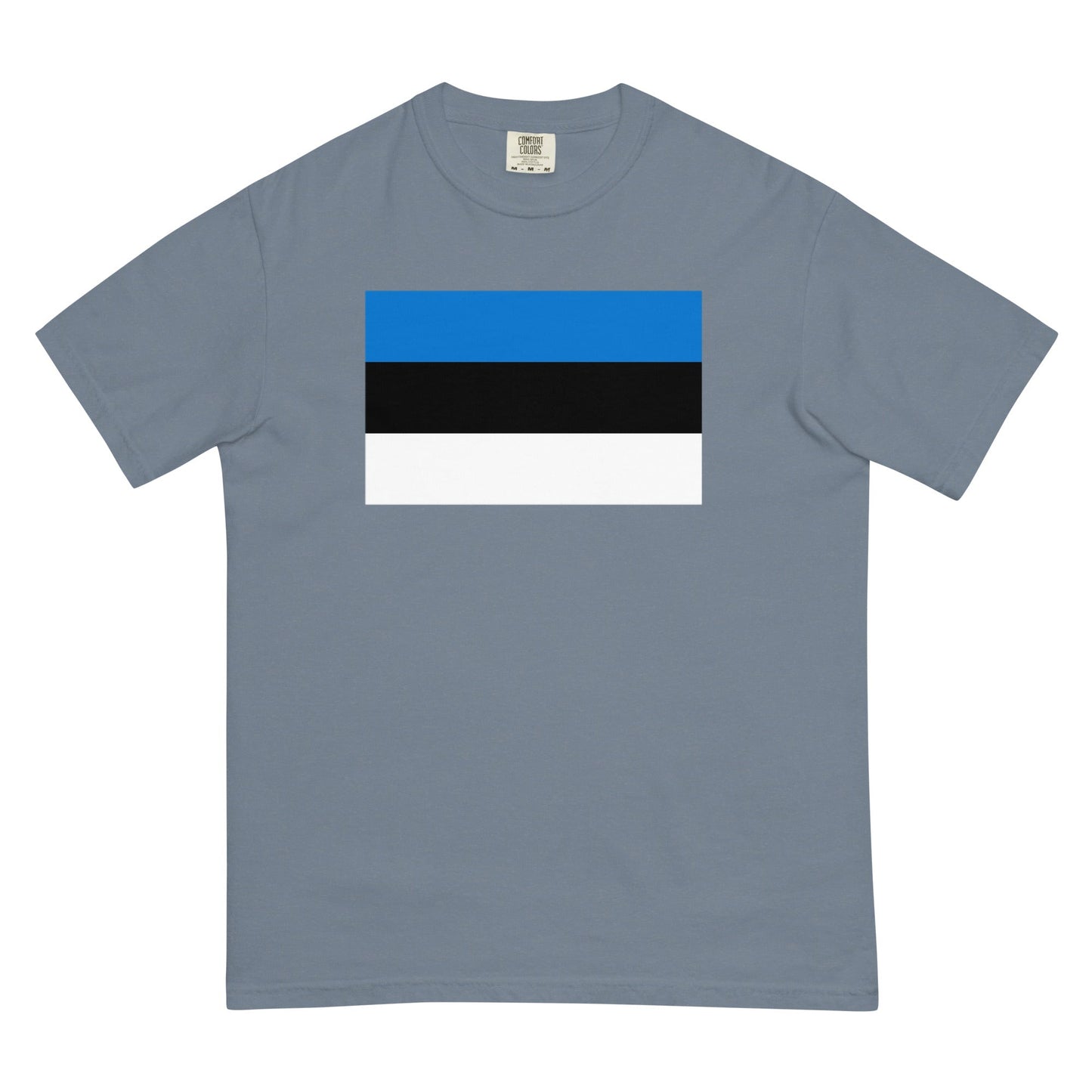 Stylish Estonia flag t-shirt laid flat, 4X large, blue spruce