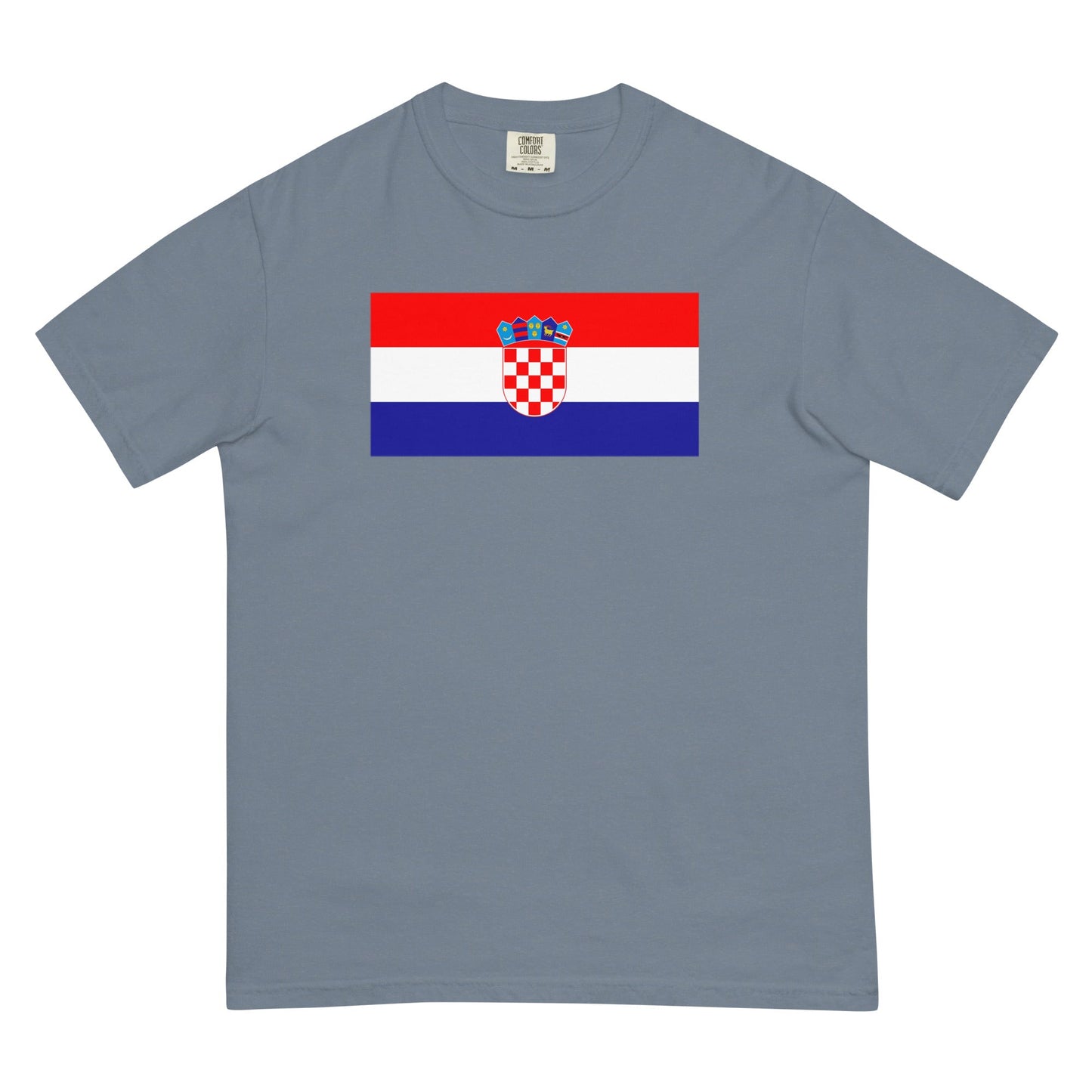 Stylish Croatia flag t-shirt laid flat, small, espresso