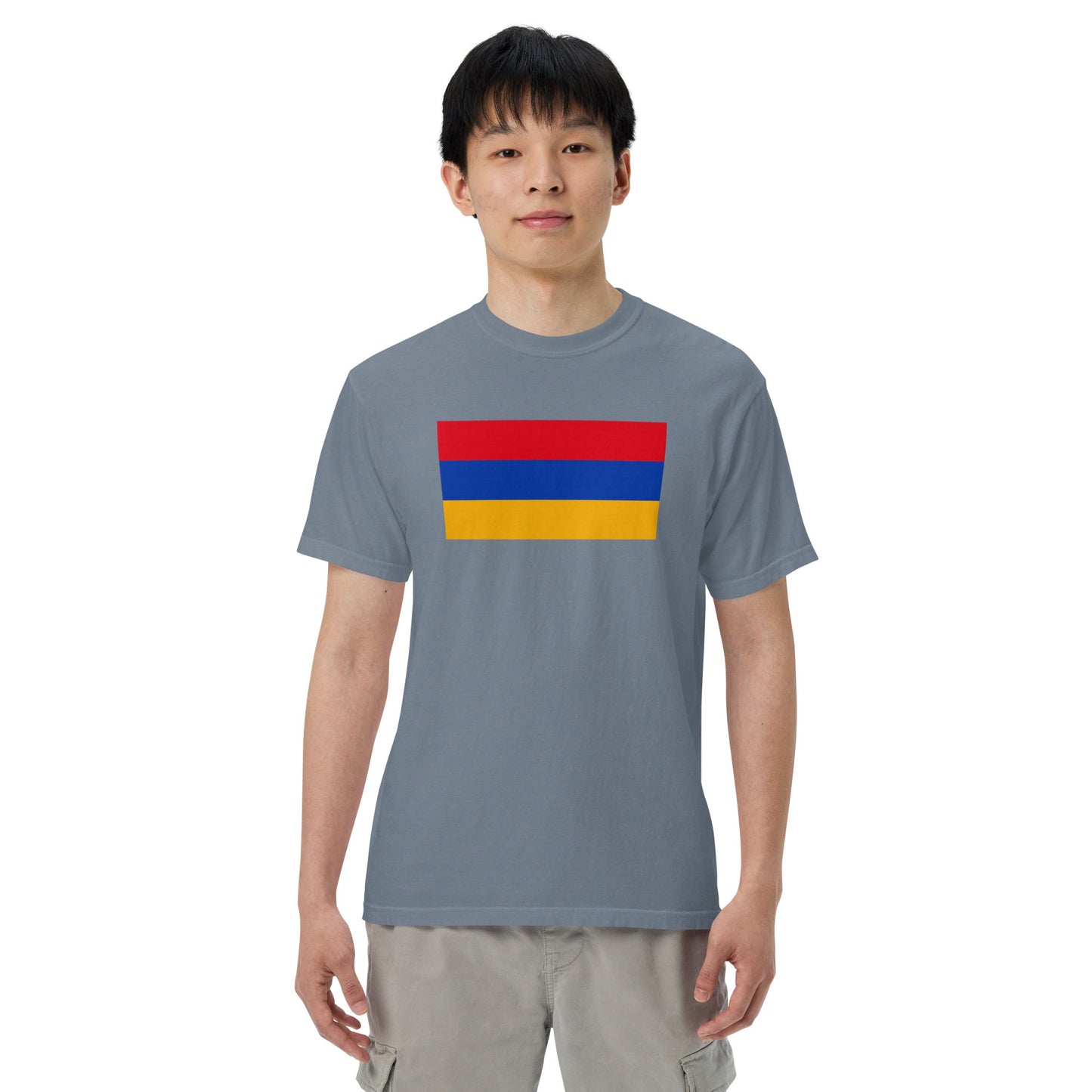 true navy shirt with Armenia flag design, 2X large