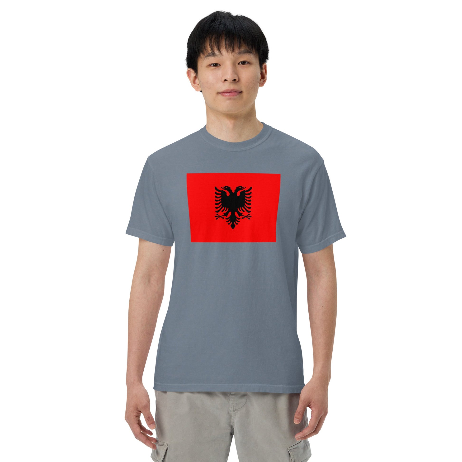 Bold Albania flag design tee in red, 4X large