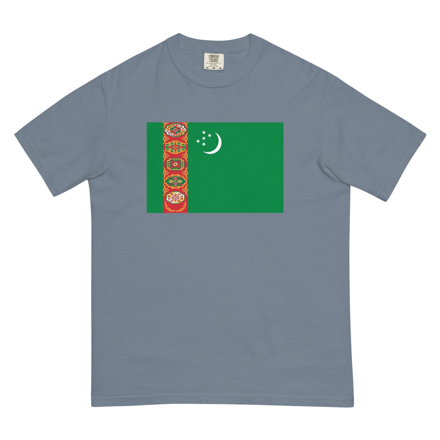 Flag tee representing Turkmenistan in true navy, 2X large