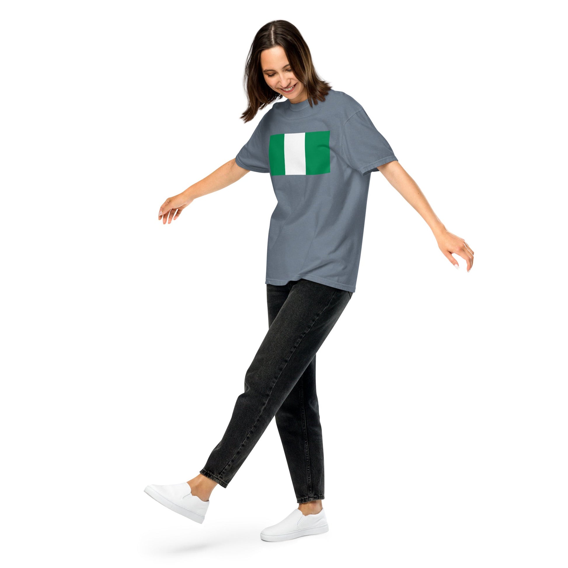 Flat lay of brick Nigeria flag tee, 4X large size