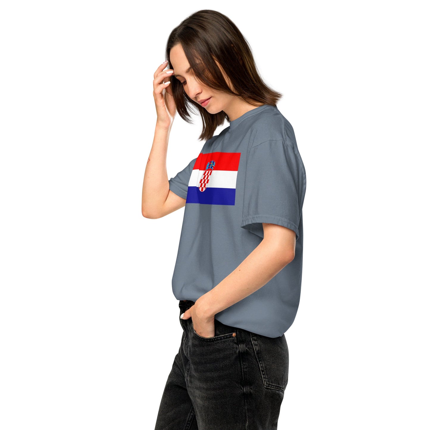 true navy shirt with Croatia flag design, extra large