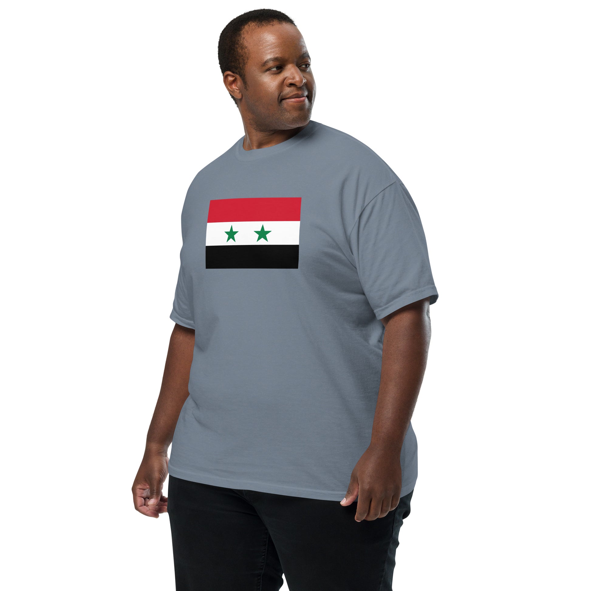 Bold Syria flag design tee in black, extra large