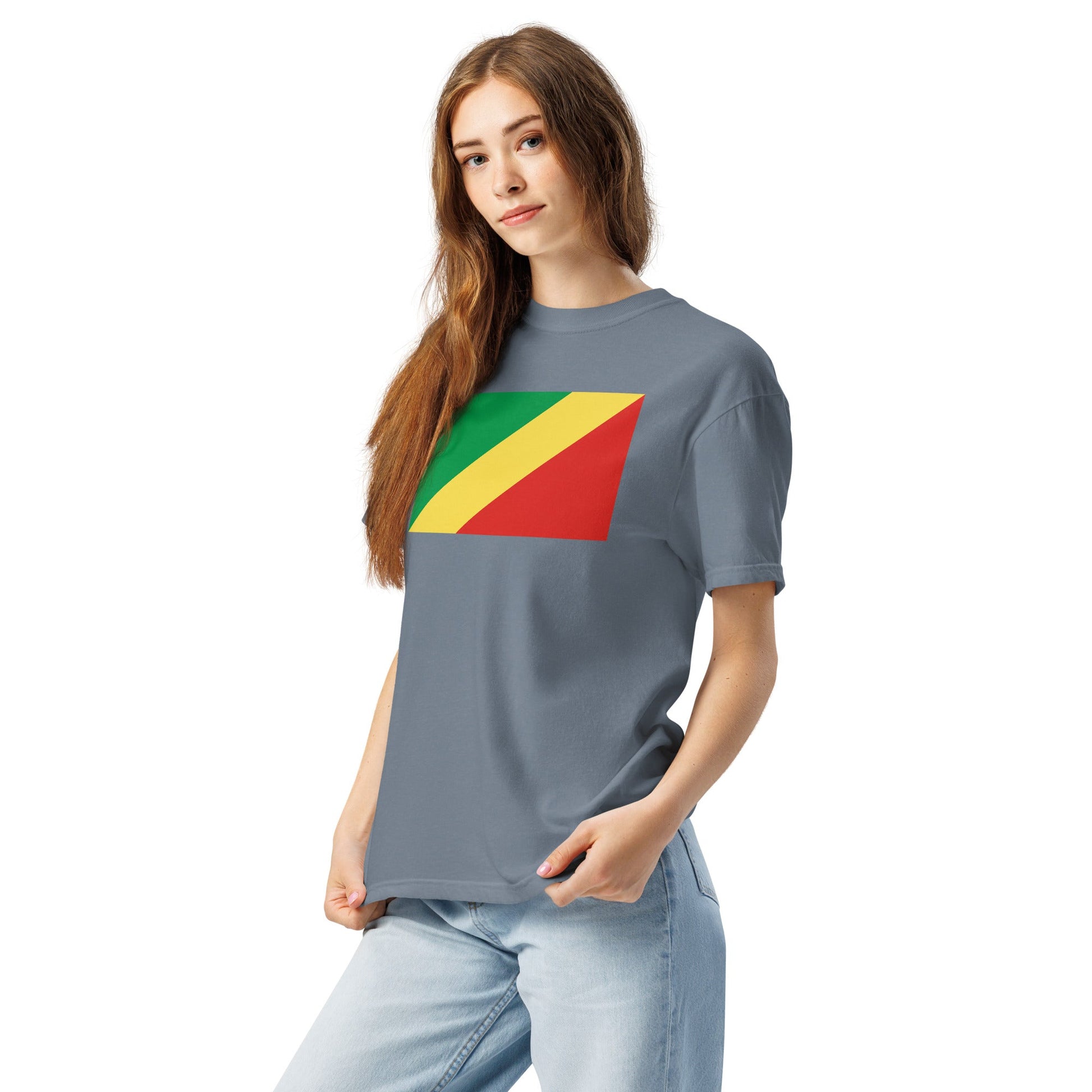 Bold Congo Congo Brazzaville flag design tee in red, extra large