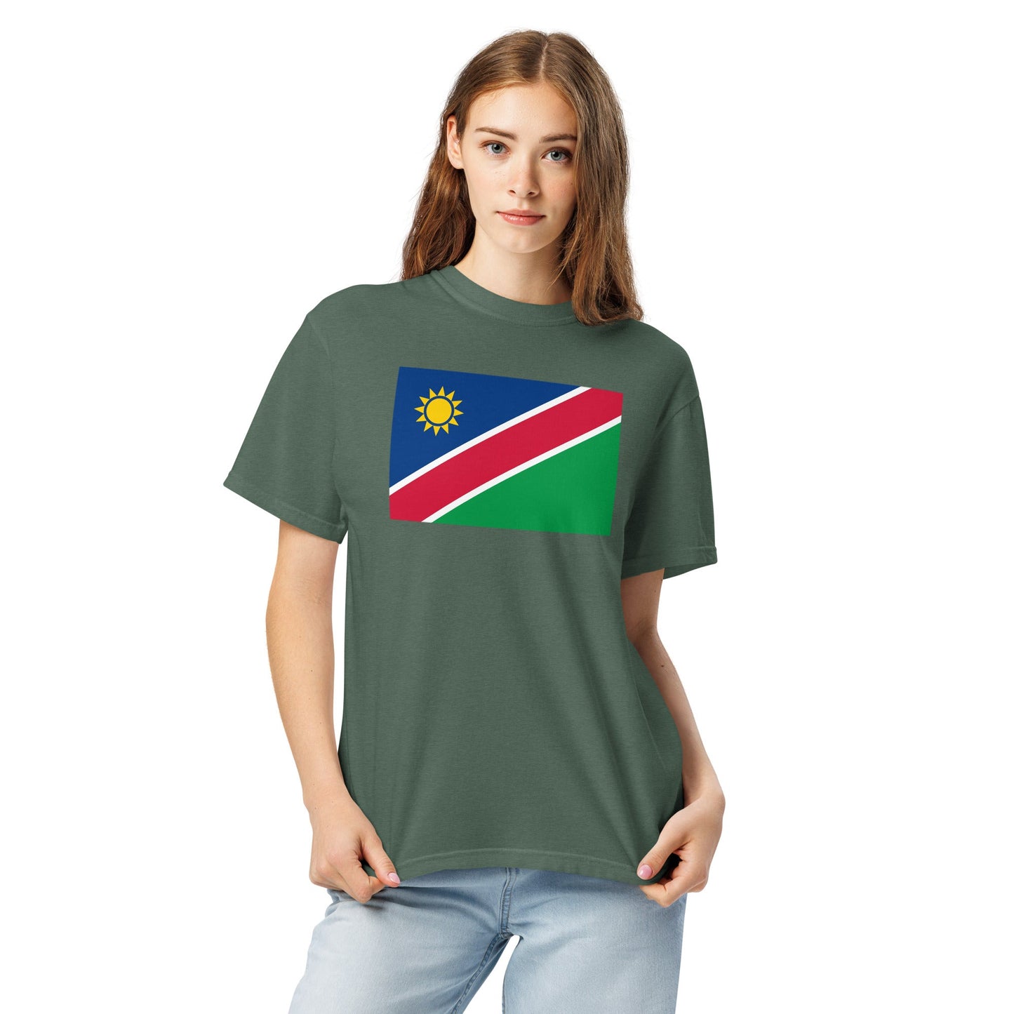 Bold Namibia flag design tee in red, medium