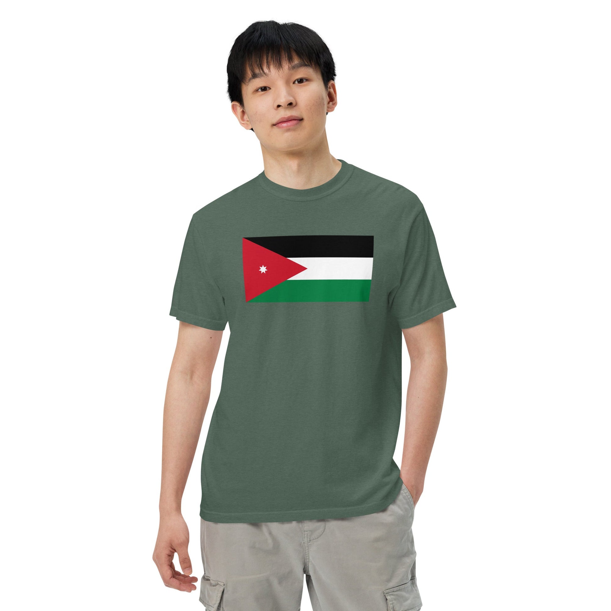 Flat lay of black Jordan flag tee, extra large size