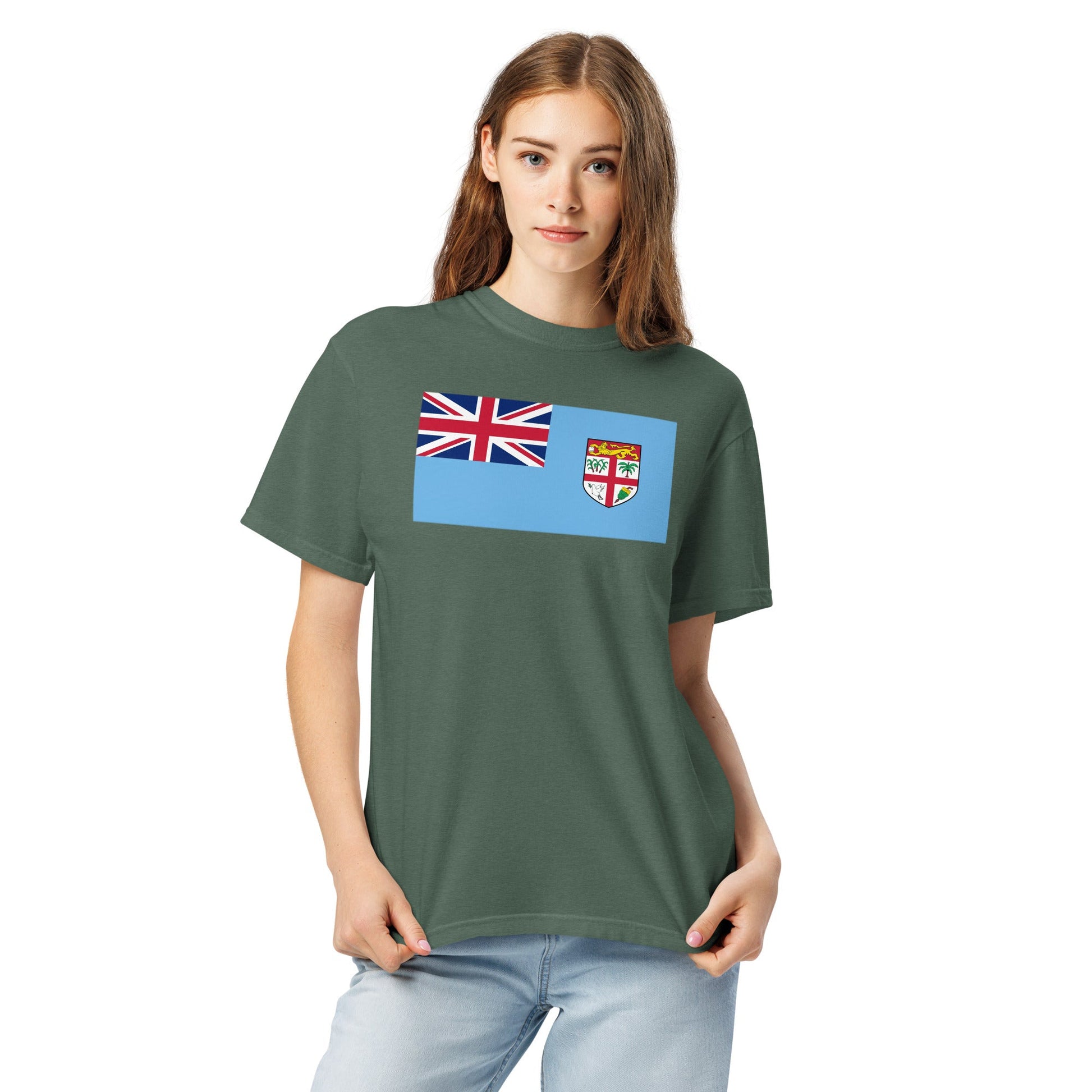 Bold Fiji flag design tee in black, 2X large