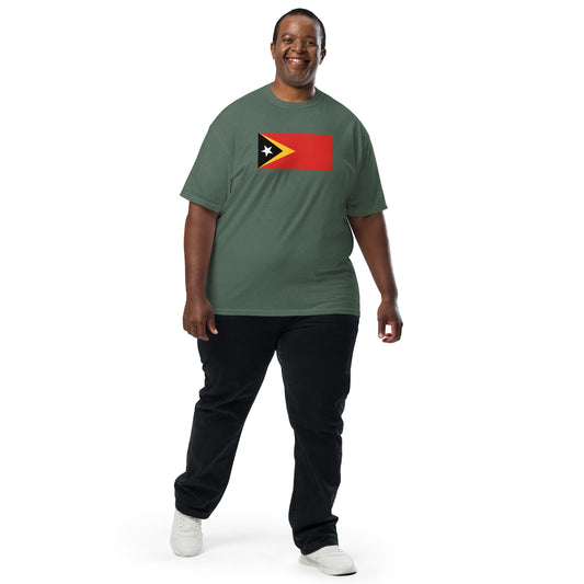 Flat lay of black Timor Leste flag tee, medium size