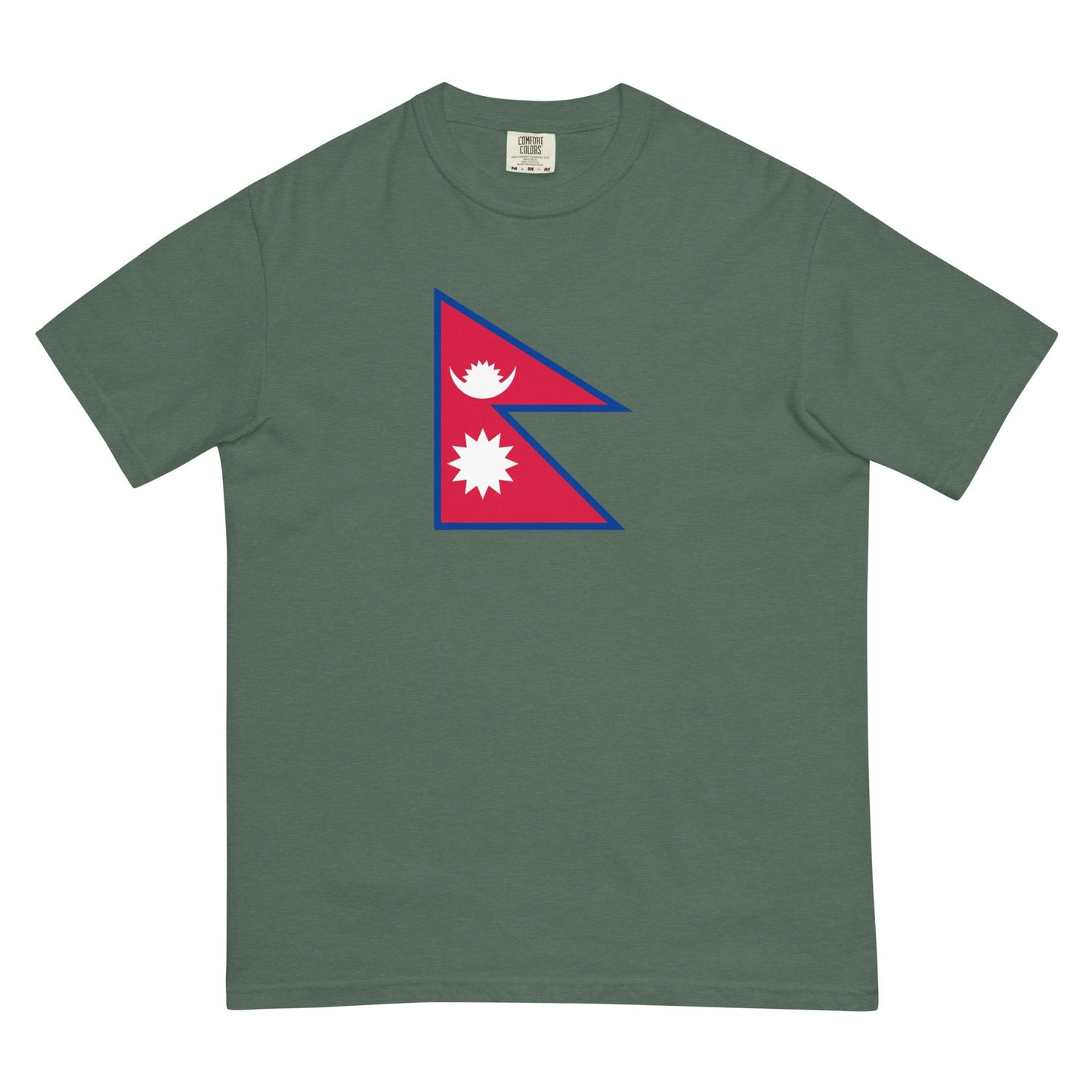 black shirt with Nepal flag design, small
