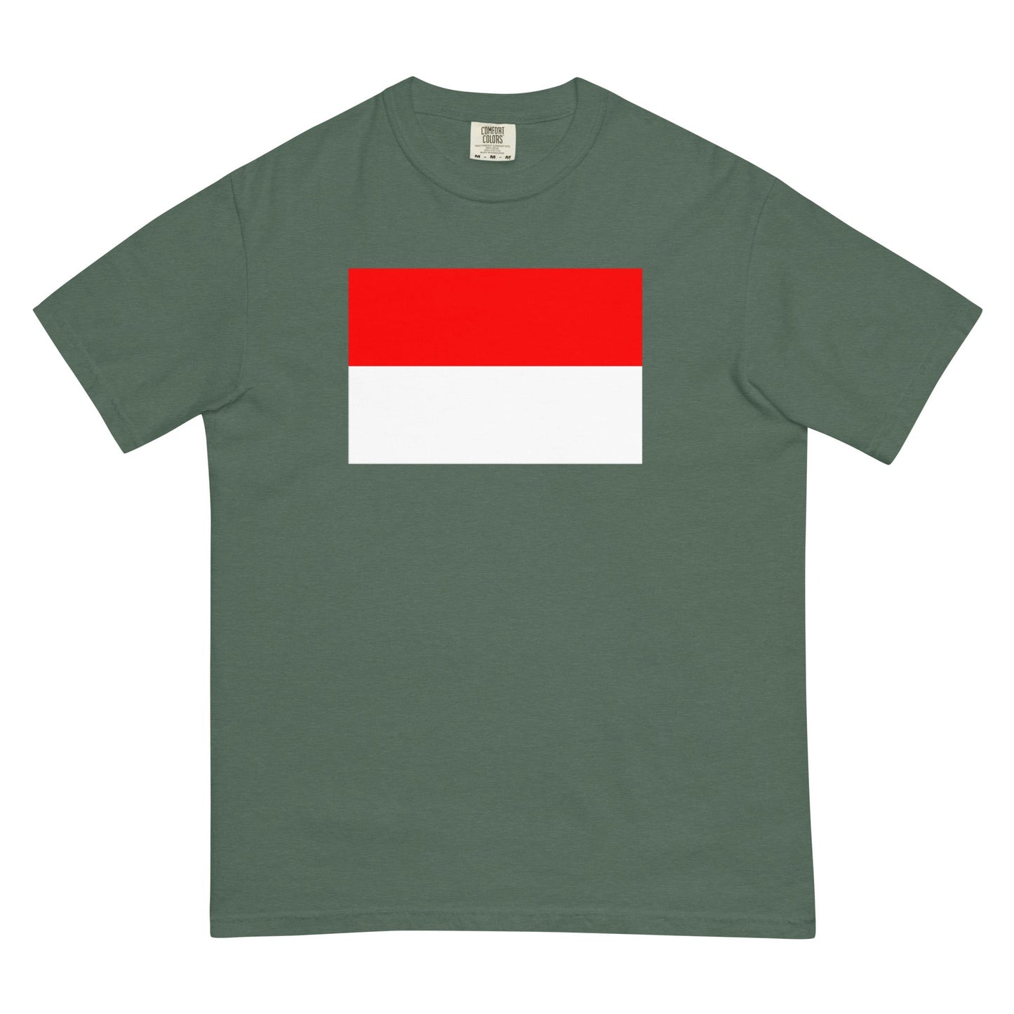 Bold Indonesia flag design tee in blue spruce, extra large