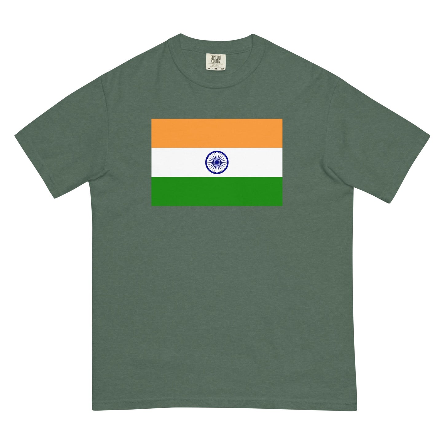 Bold India flag design tee in blue spruce, medium