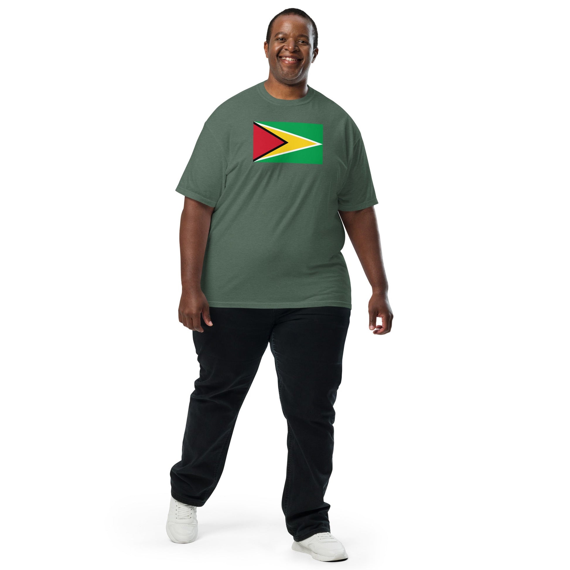 Bold Guyana flag design tee in black, 3X large
