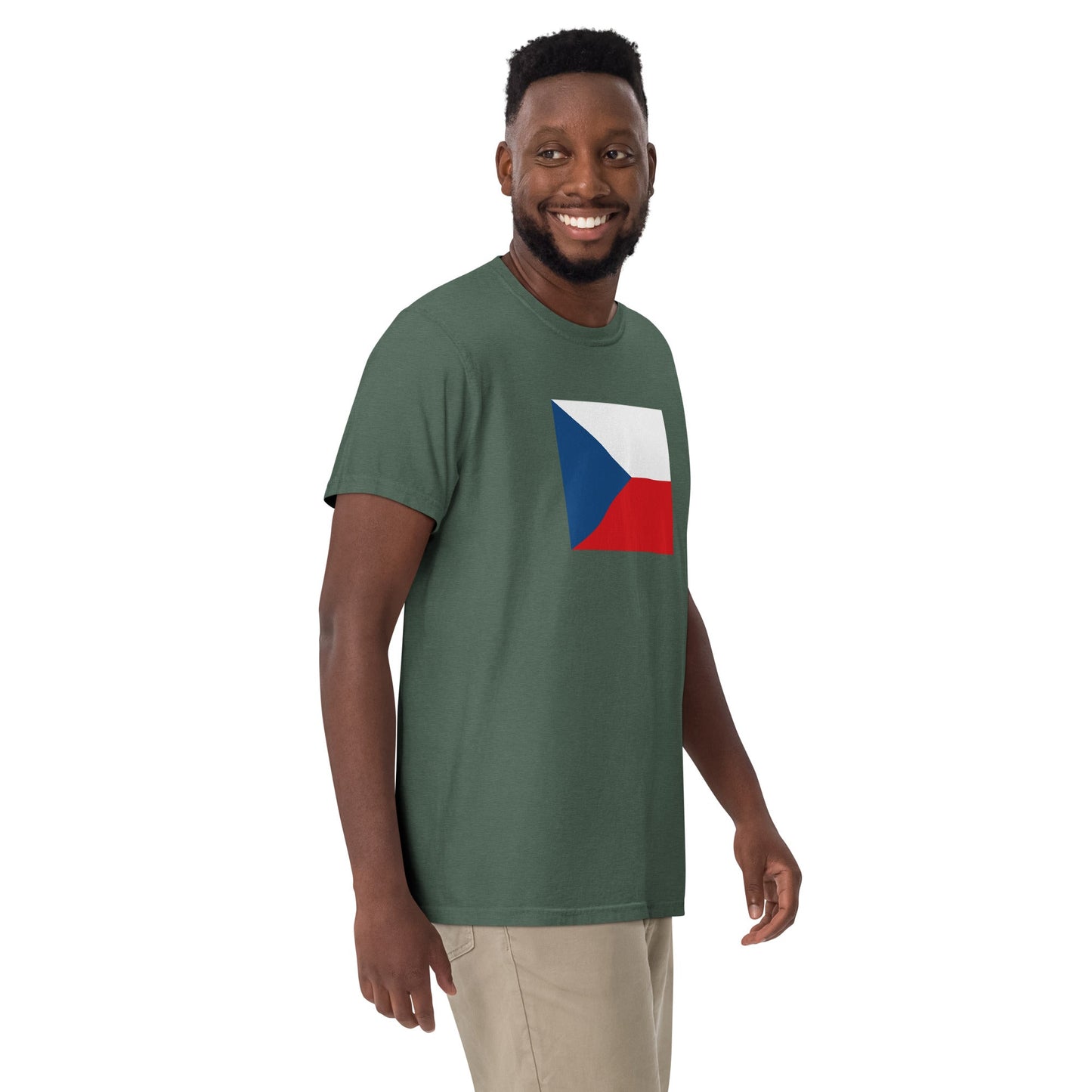 Bold Czechia Czech Republic flag design tee in black, extra large