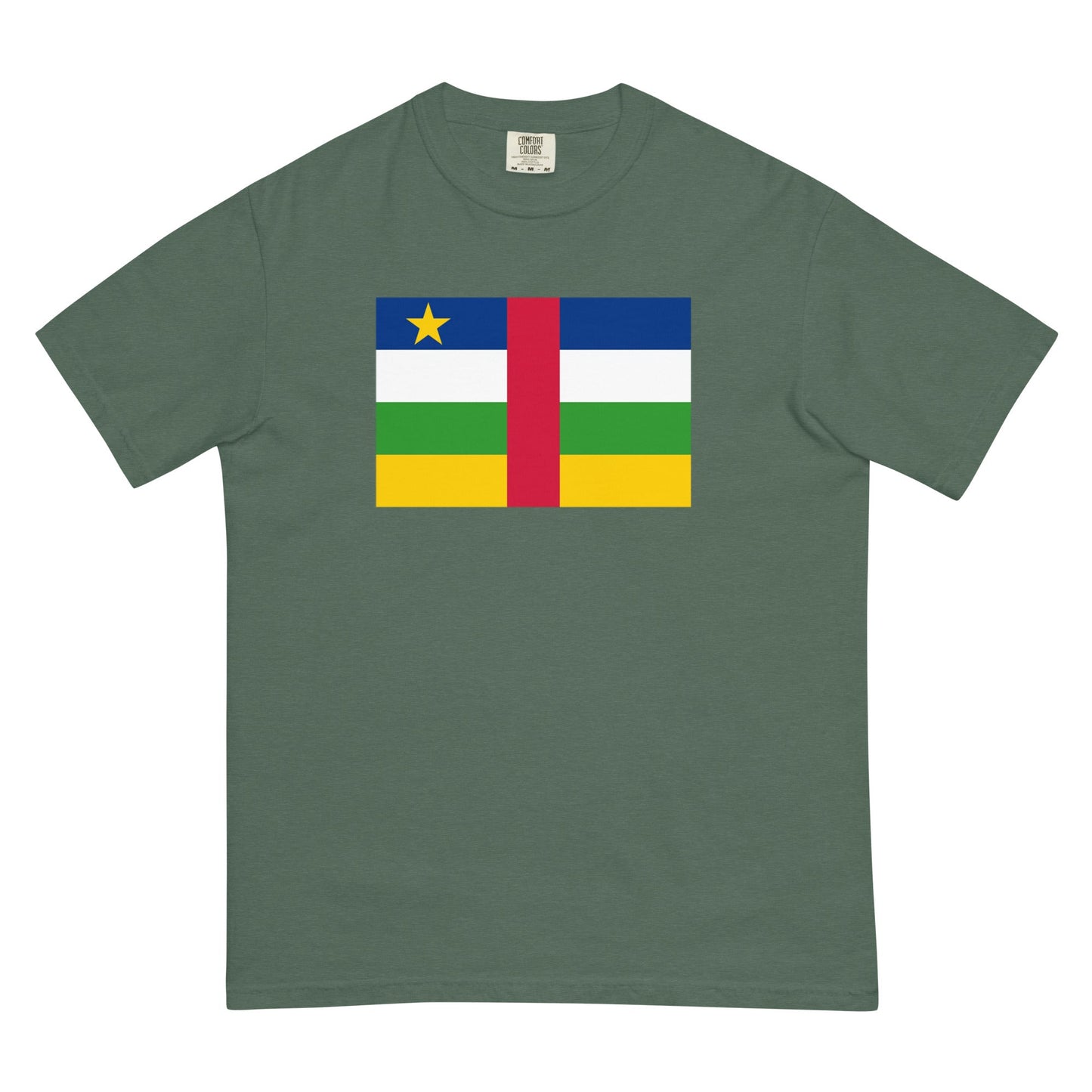 Central African Republic flag shirt in blue spruce, size large