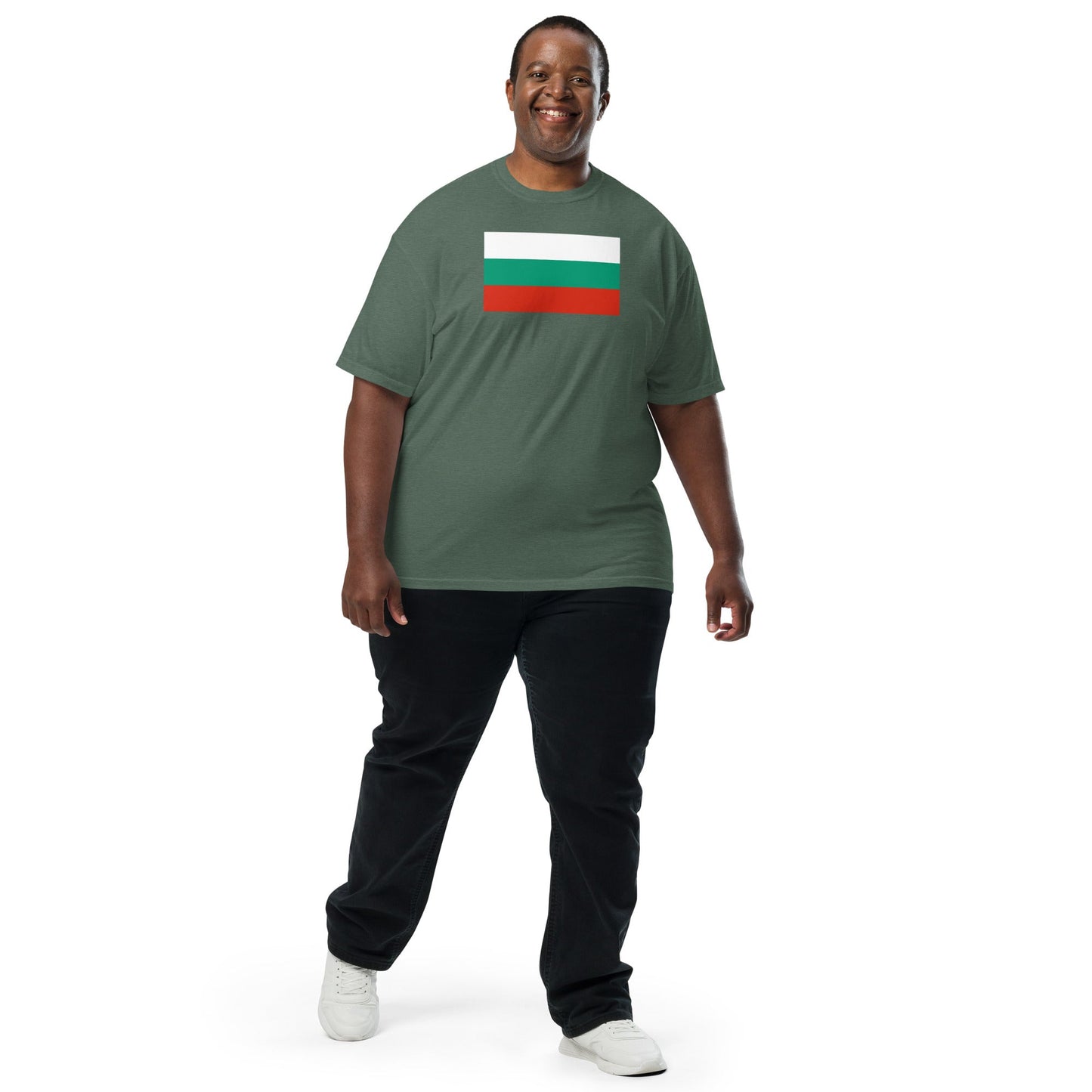 Bold Bulgaria flag design tee in black, 3X large