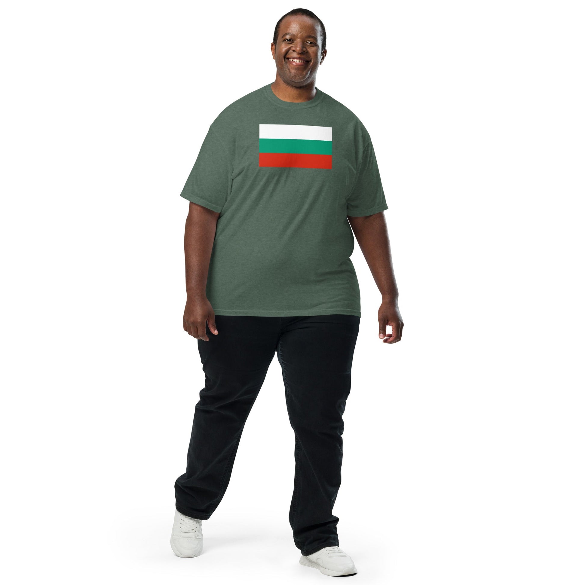 Bold Bulgaria flag design tee in black, 3X large