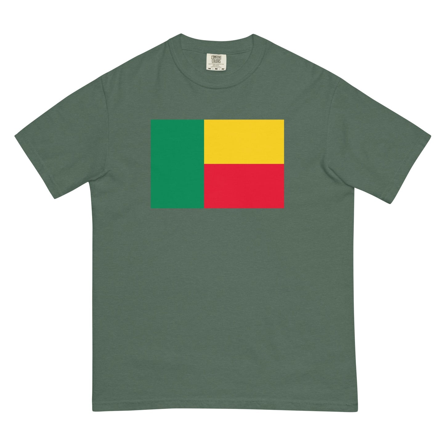 Bold Benin flag design tee in blue spruce, 3X large