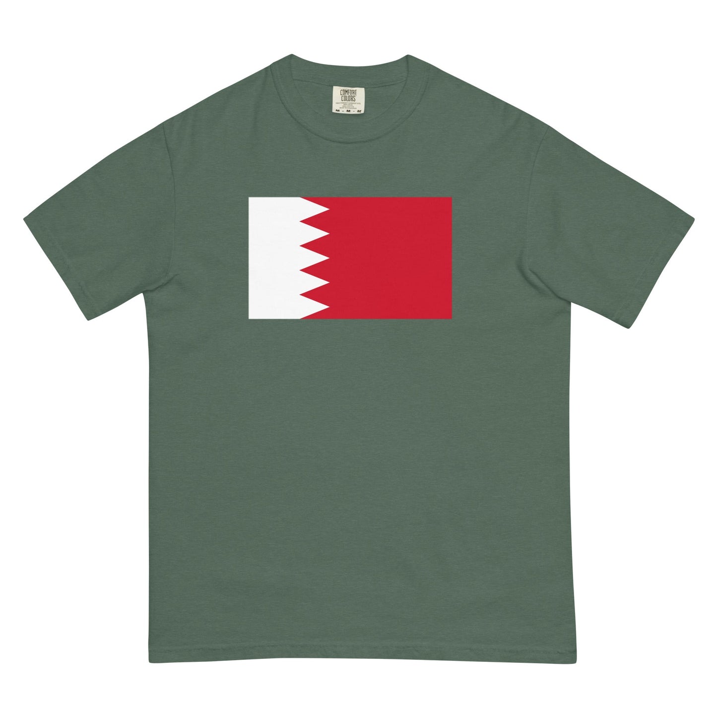 Flat lay of berry Bahrain flag tee, 4X large size