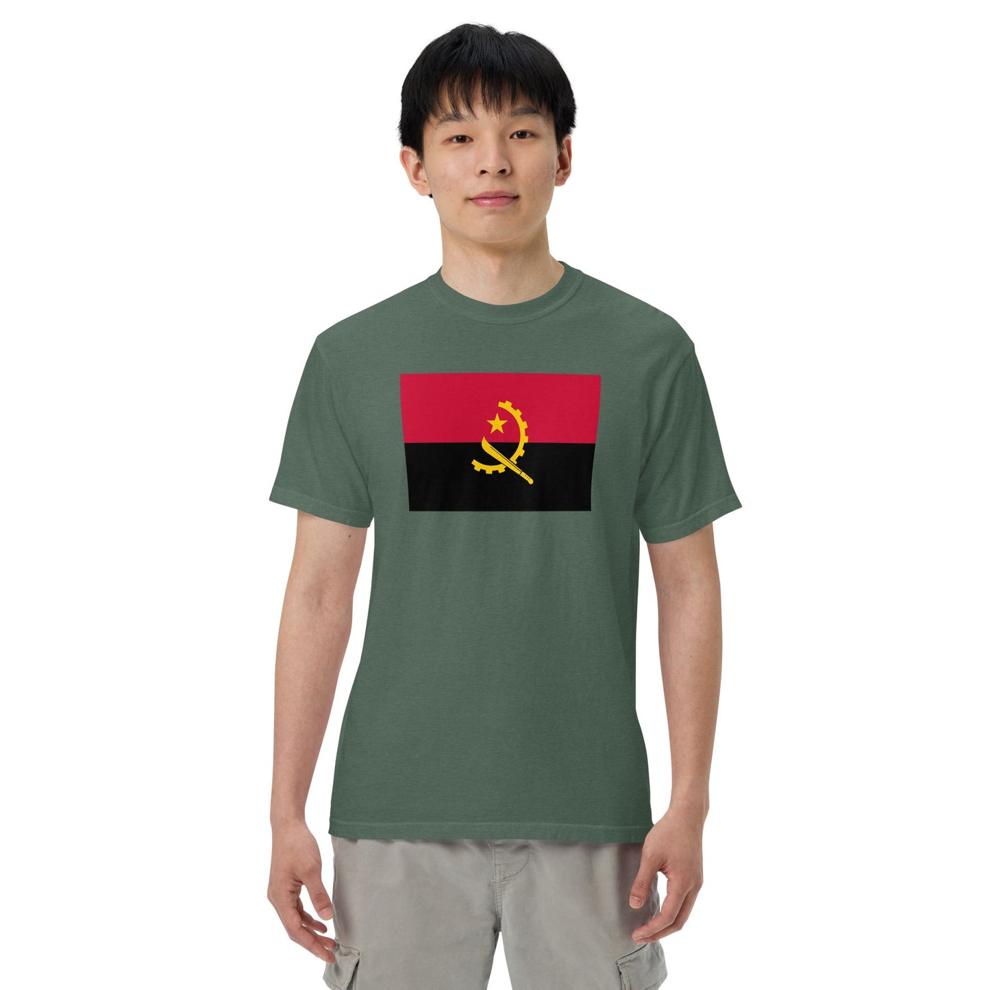 Flag tee representing Angola in black, 3X large