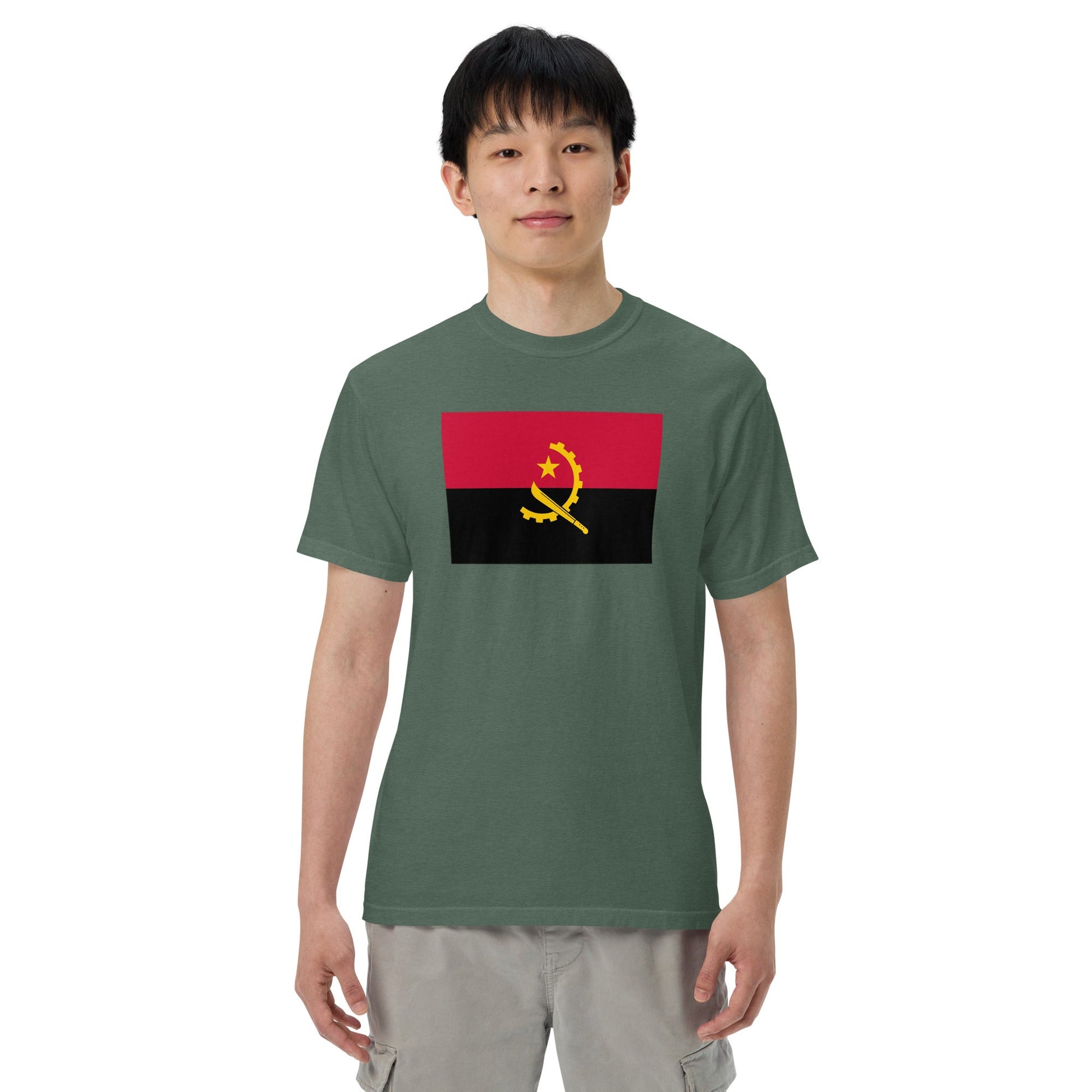 Flag tee representing Angola in black, 3X large