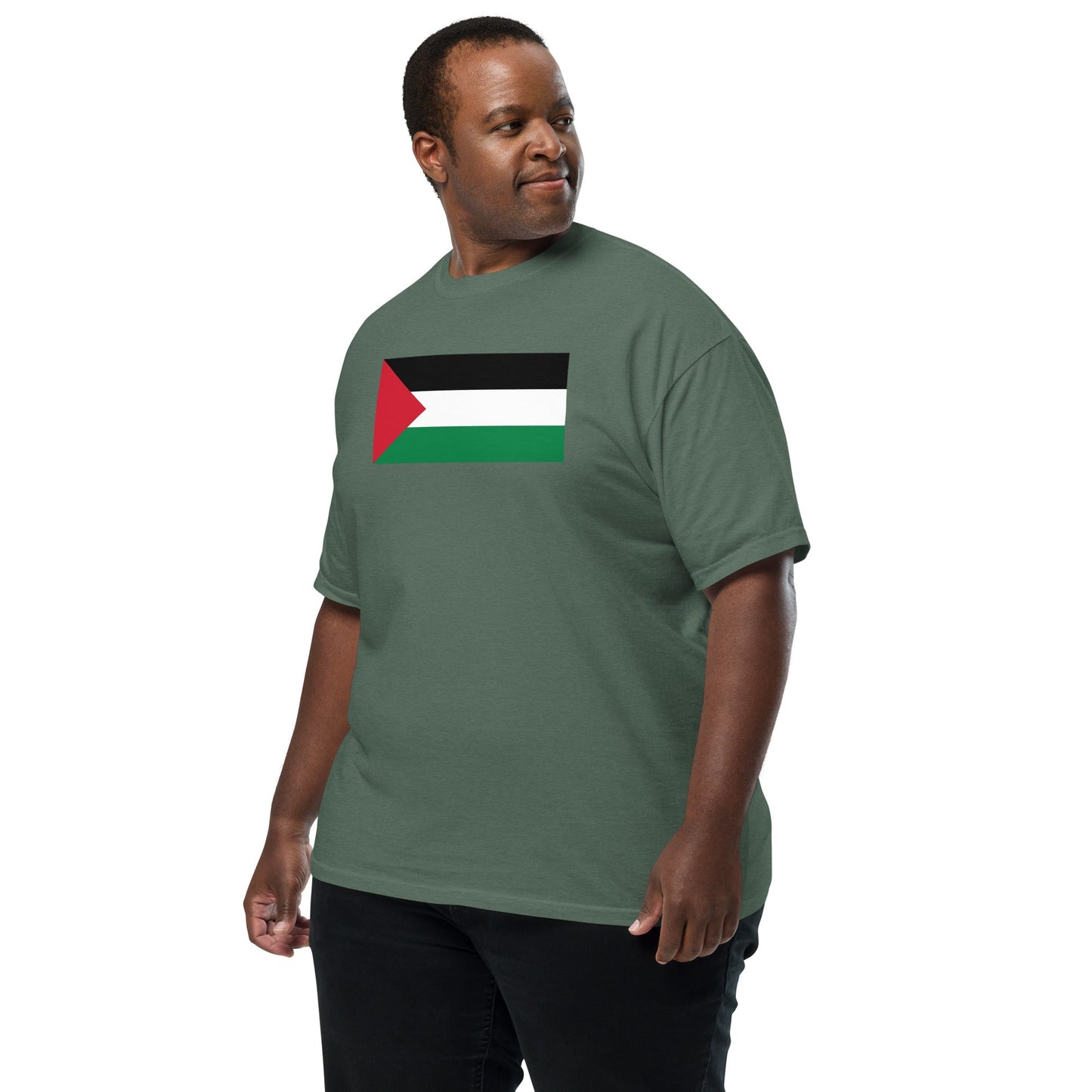 Palestine flag shirt in black, size large
