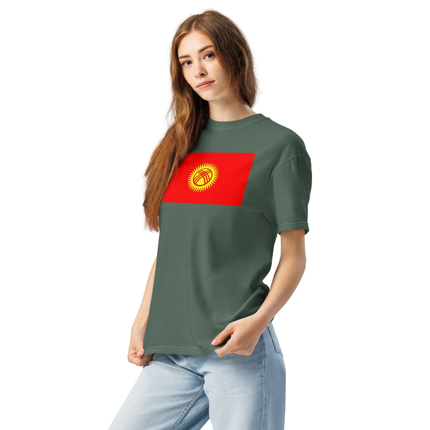 Kyrgyzstan flag shirt in black, size medium