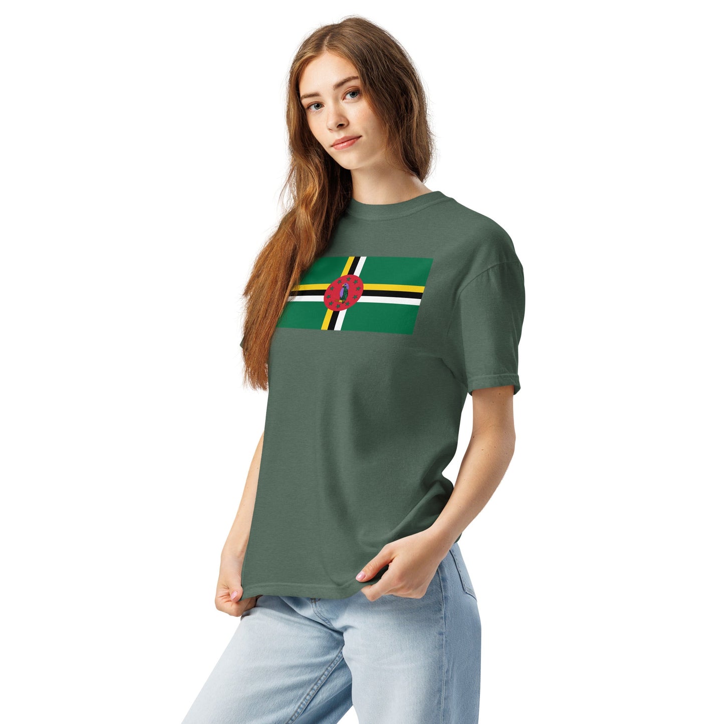 Dominica 1 pride shirt in black – unisex, extra large