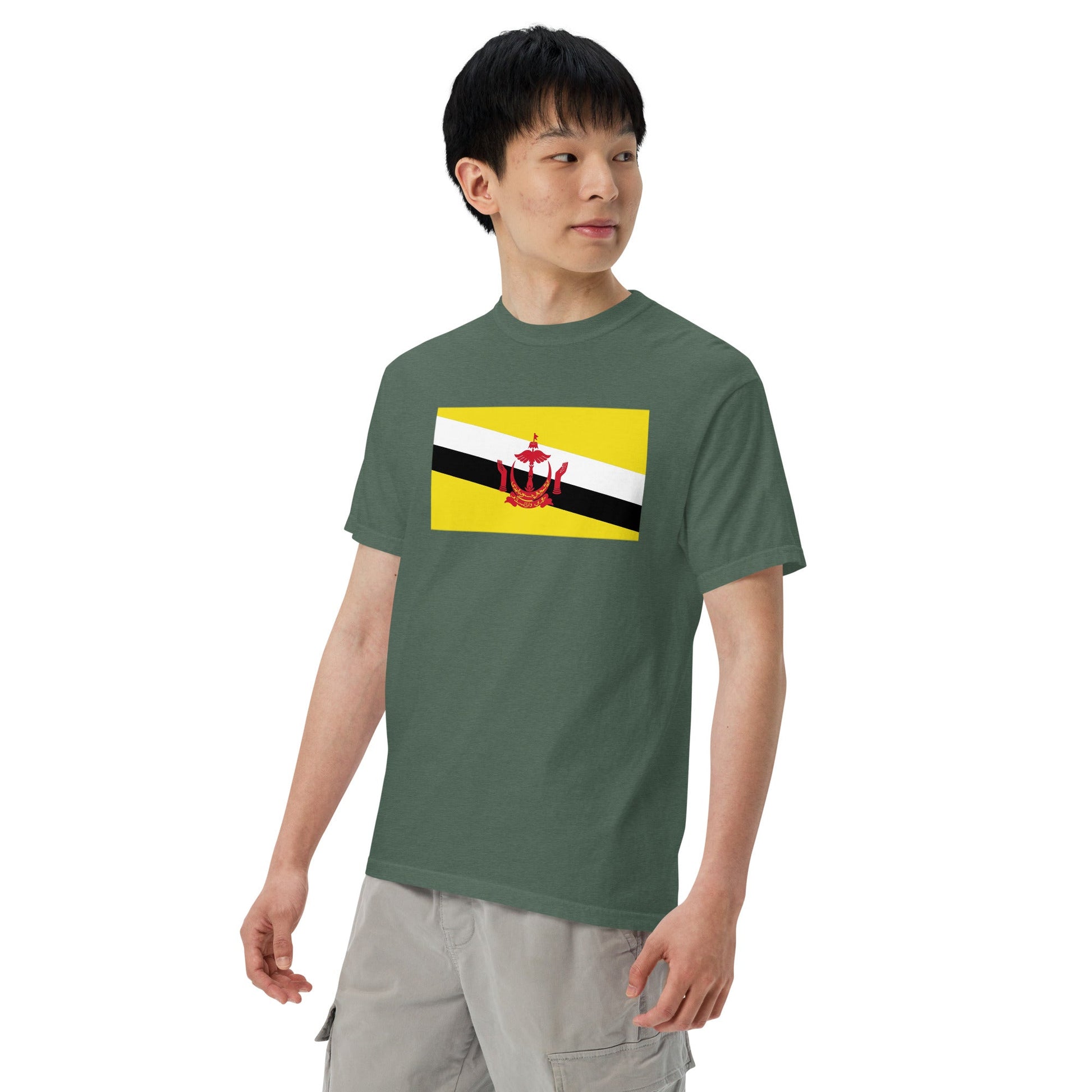 black shirt with Brunei flag design, extra large