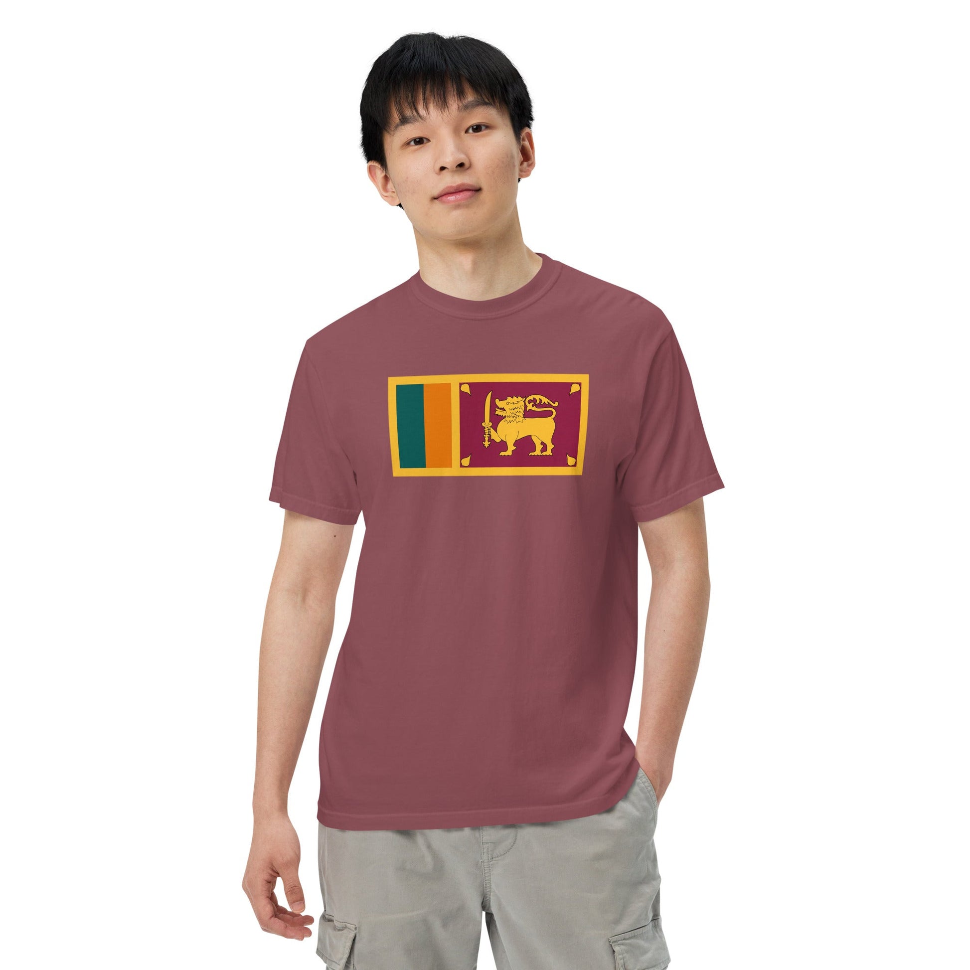 black shirt with Sri Lanka flag design, medium