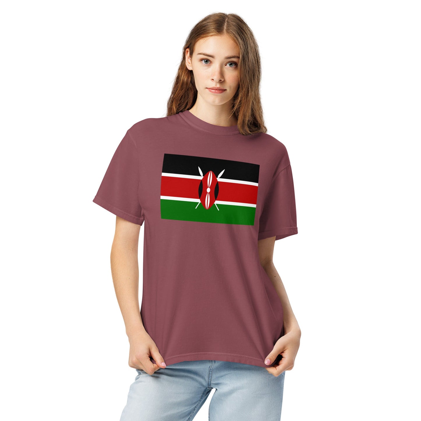 Bold Kenya flag design tee in black, 2X large