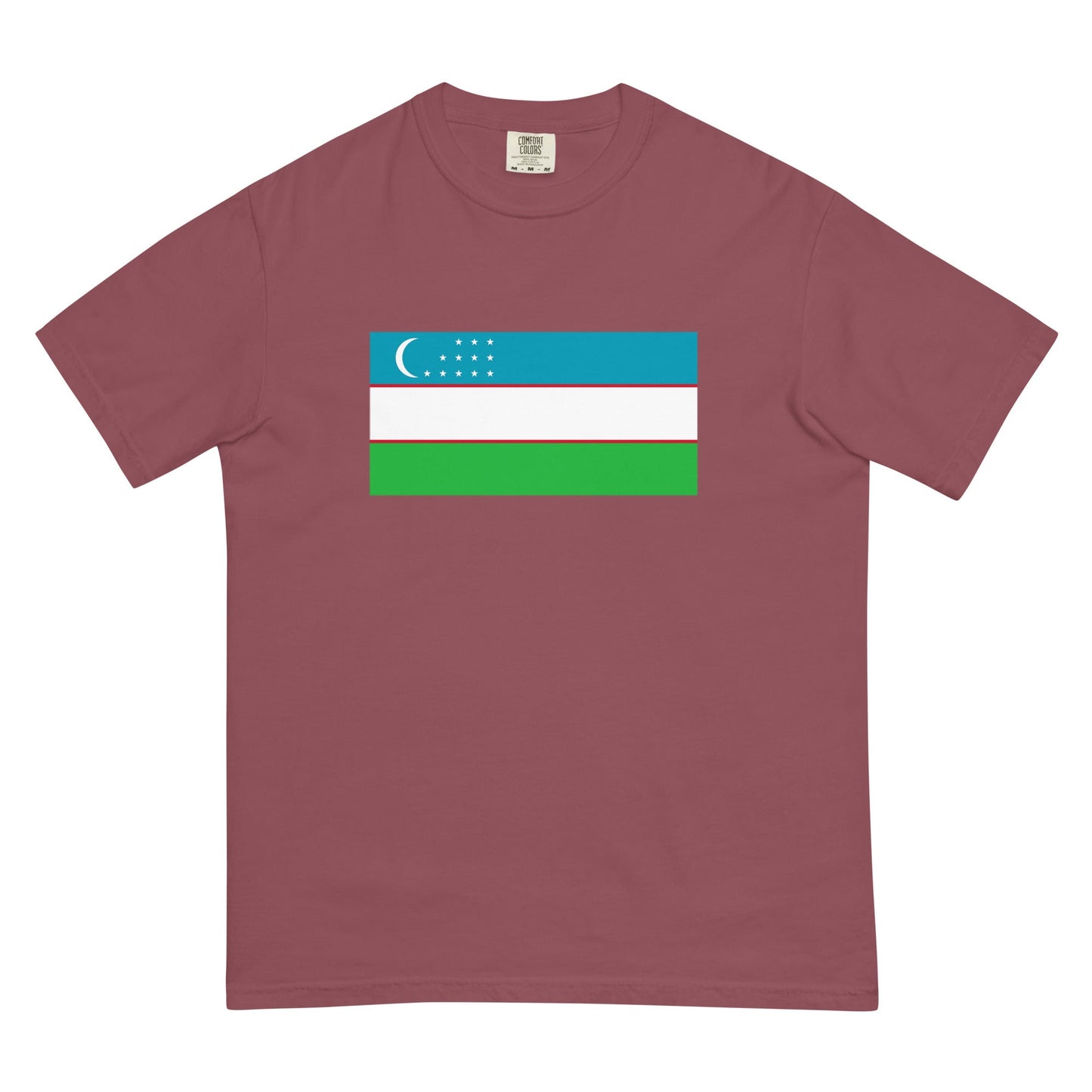 Flag tee representing Uzbekistan in black, small