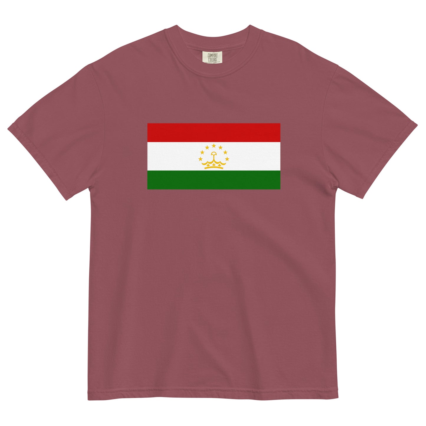 Bold Tajikistan flag design tee in black, small