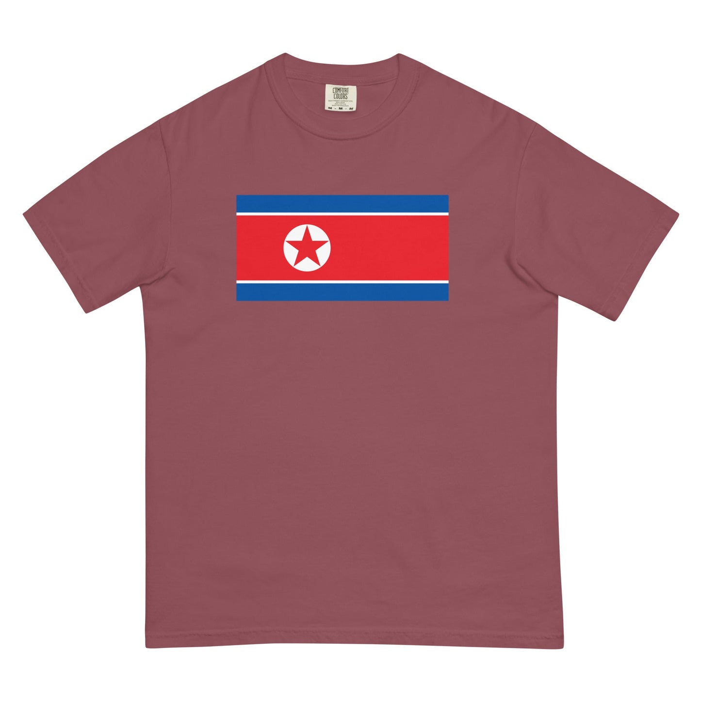 Bold North Korea flag design tee in red, extra large