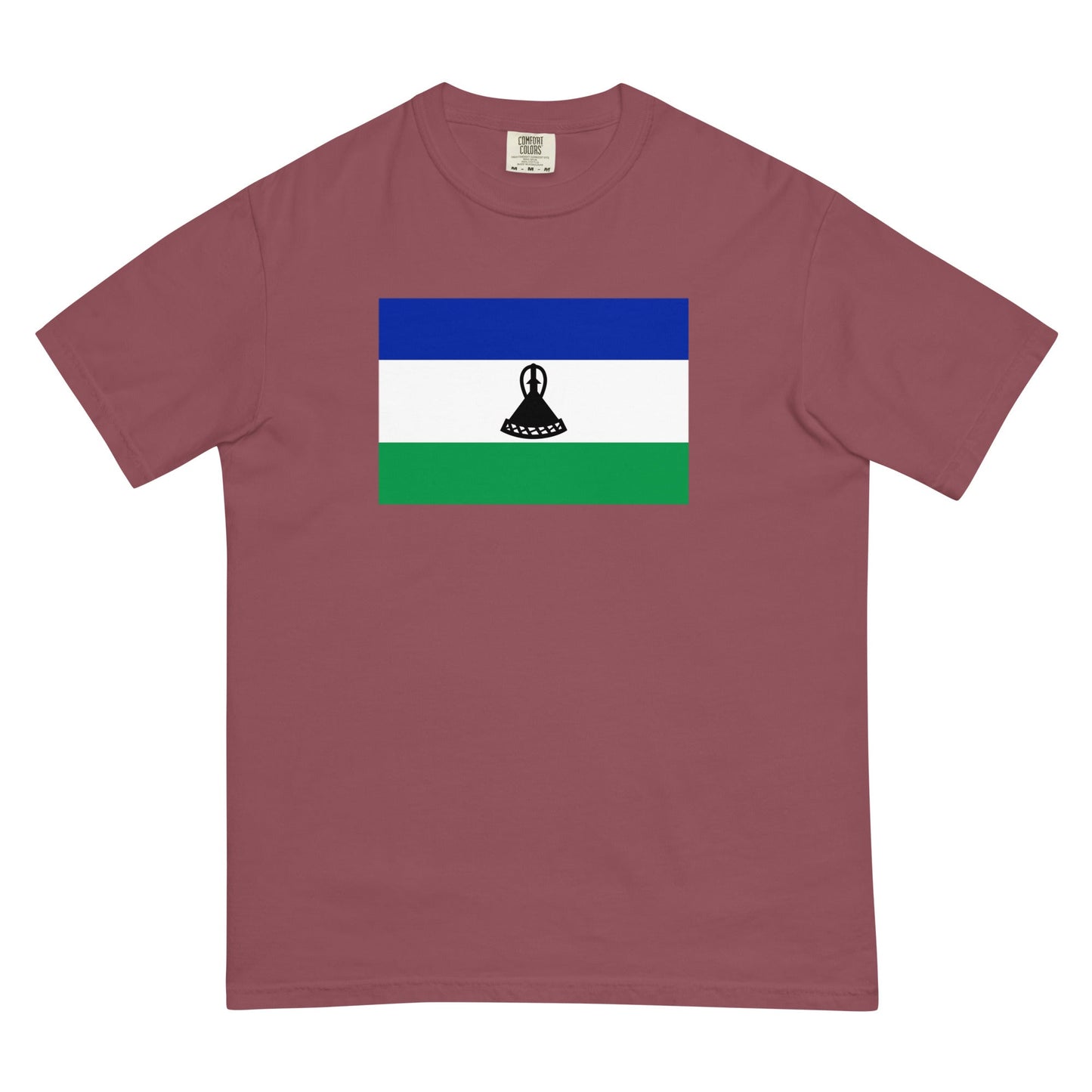 Bold Lesotho flag design tee in true navy, small
