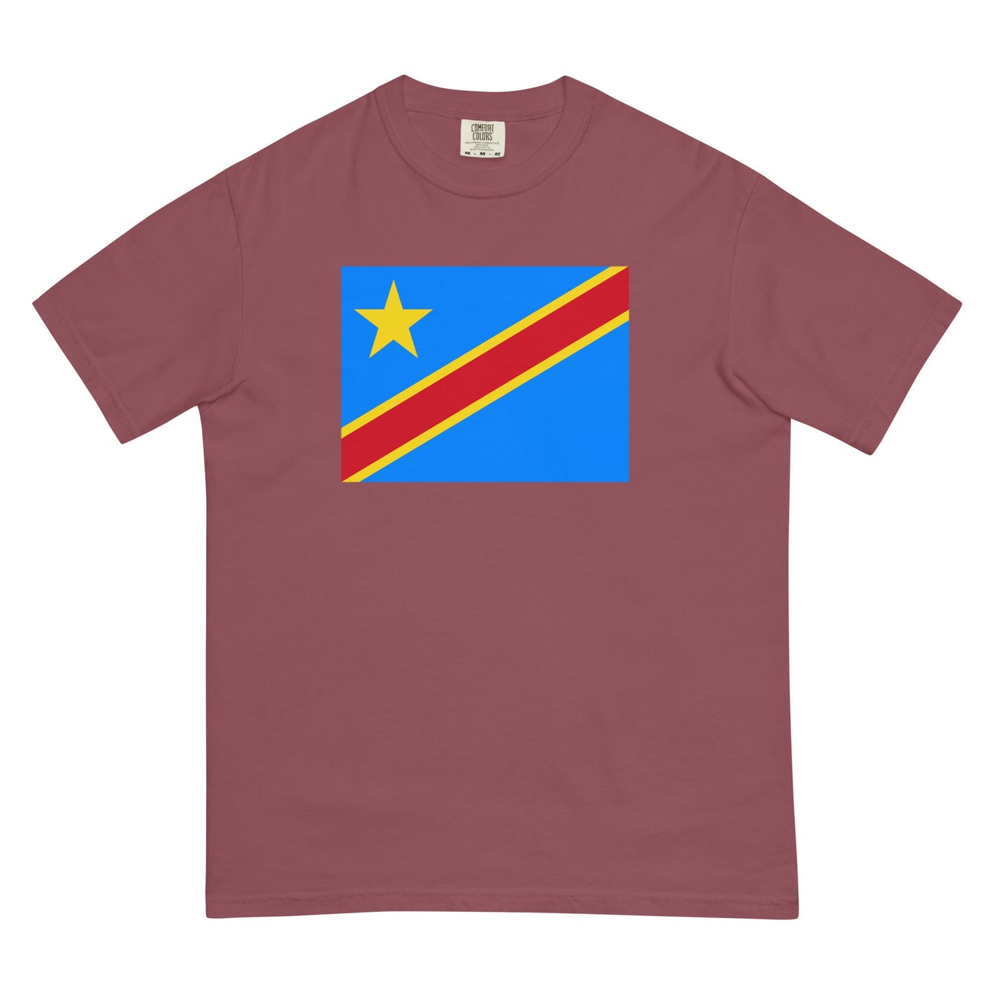 Stylish Dominica flag t-shirt laid flat, 3X large, brick